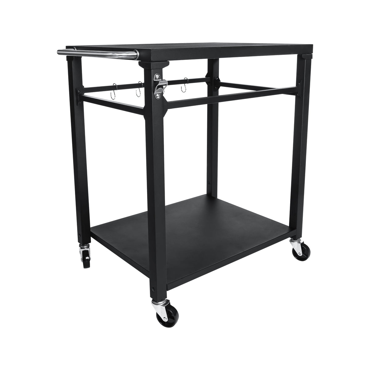2-Tier Outdoor Grill Cart with Stainless Steel Top - Black
