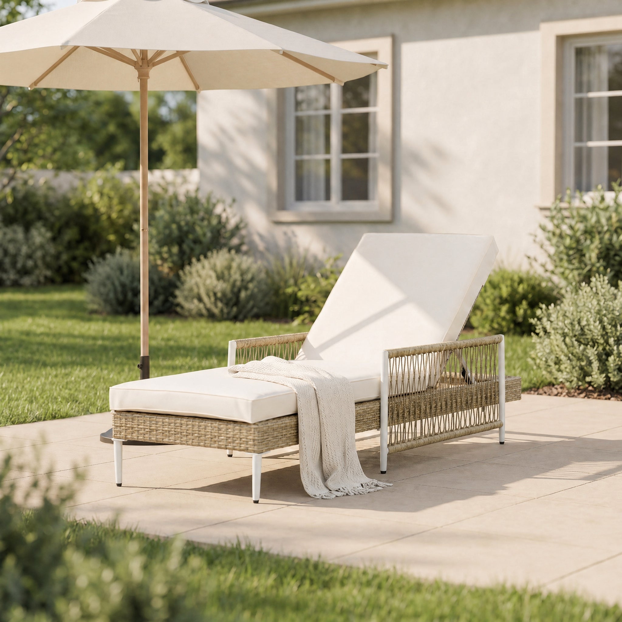 TOPMAX Outdoor All-Weather PE Rattan Chaise Lounge Set of 2