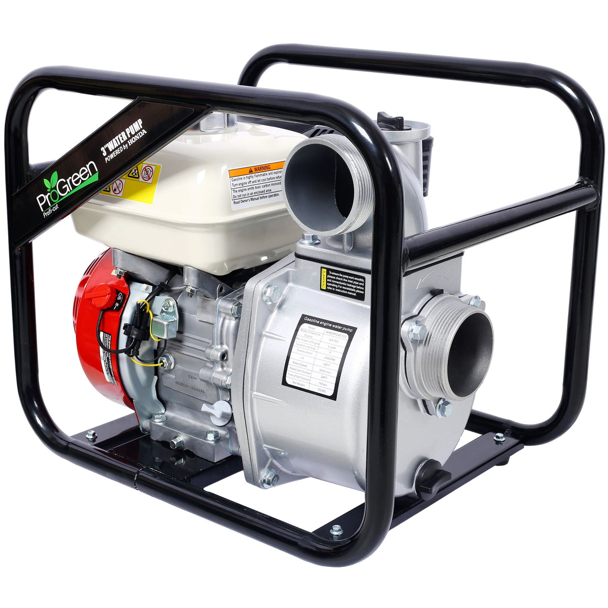 3" Water Pump with GX160 Honda Engine and 264 GPM Output - Black/Red
