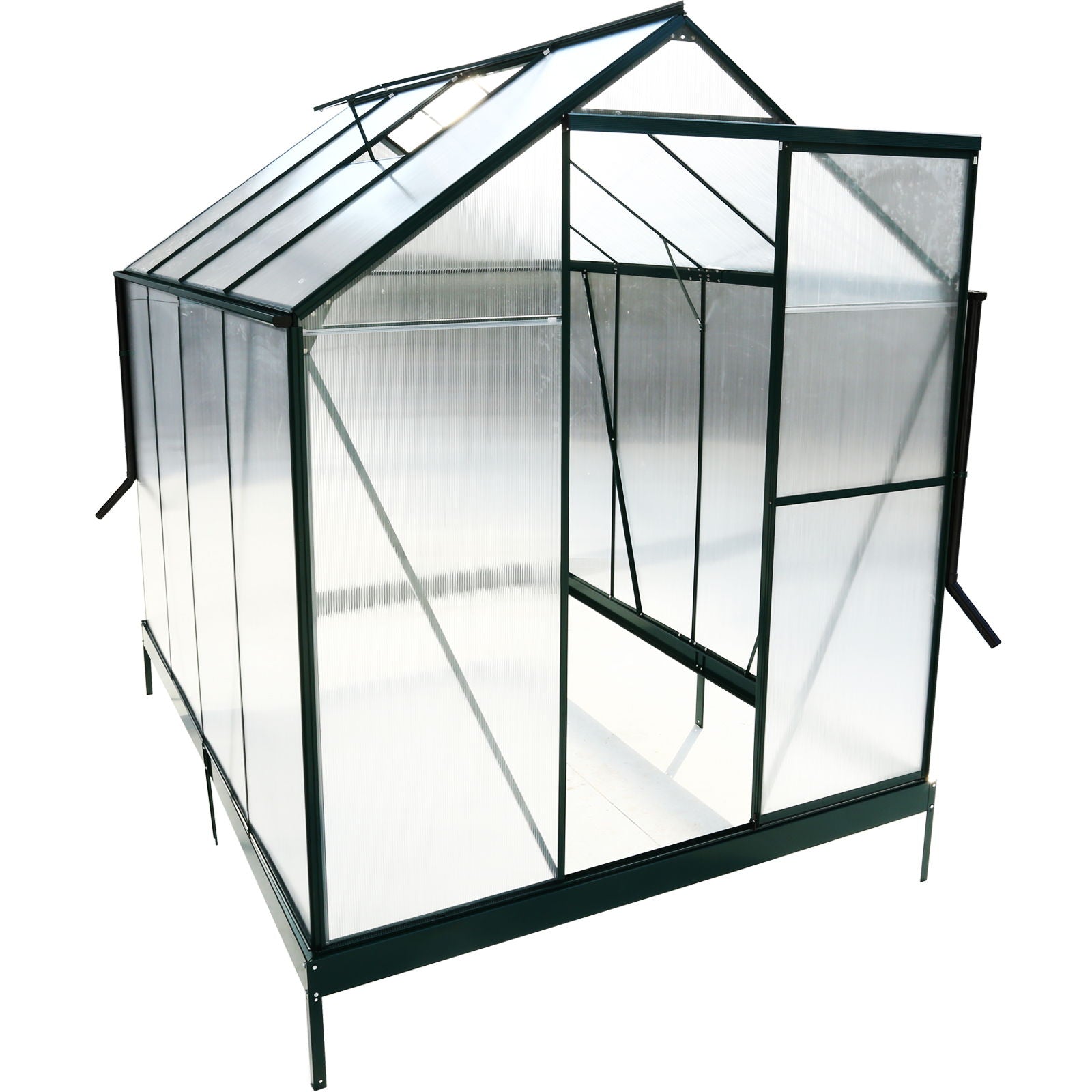 Polycarbonate house, Heavy Duty Outdoor Aluminum Walk-In House Kit With Rain Gutter, Vent And Door For Backyard Garden