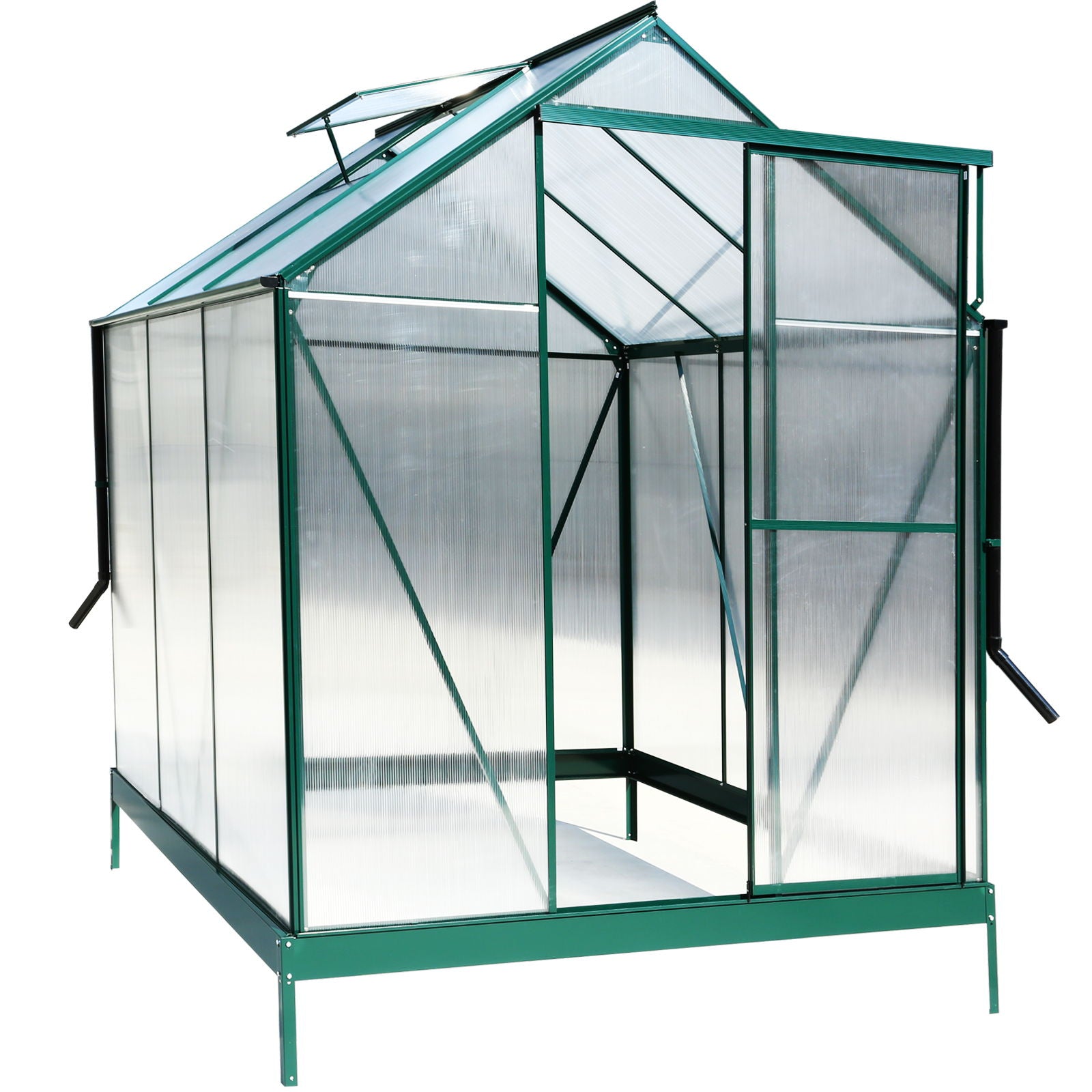 Polycarbonate house, Heavy Duty Outdoor Aluminum Walk-In House Kit With Rain Gutter, Vent And Door For Backyard Garden