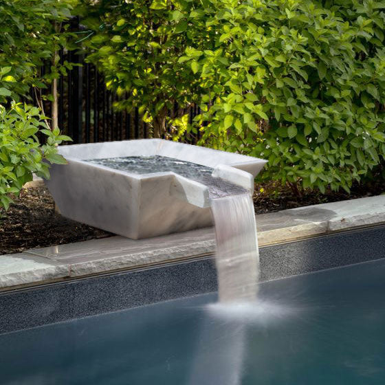 Carrara White Marble Natural Stone Pool Square Cascade Water Bowl