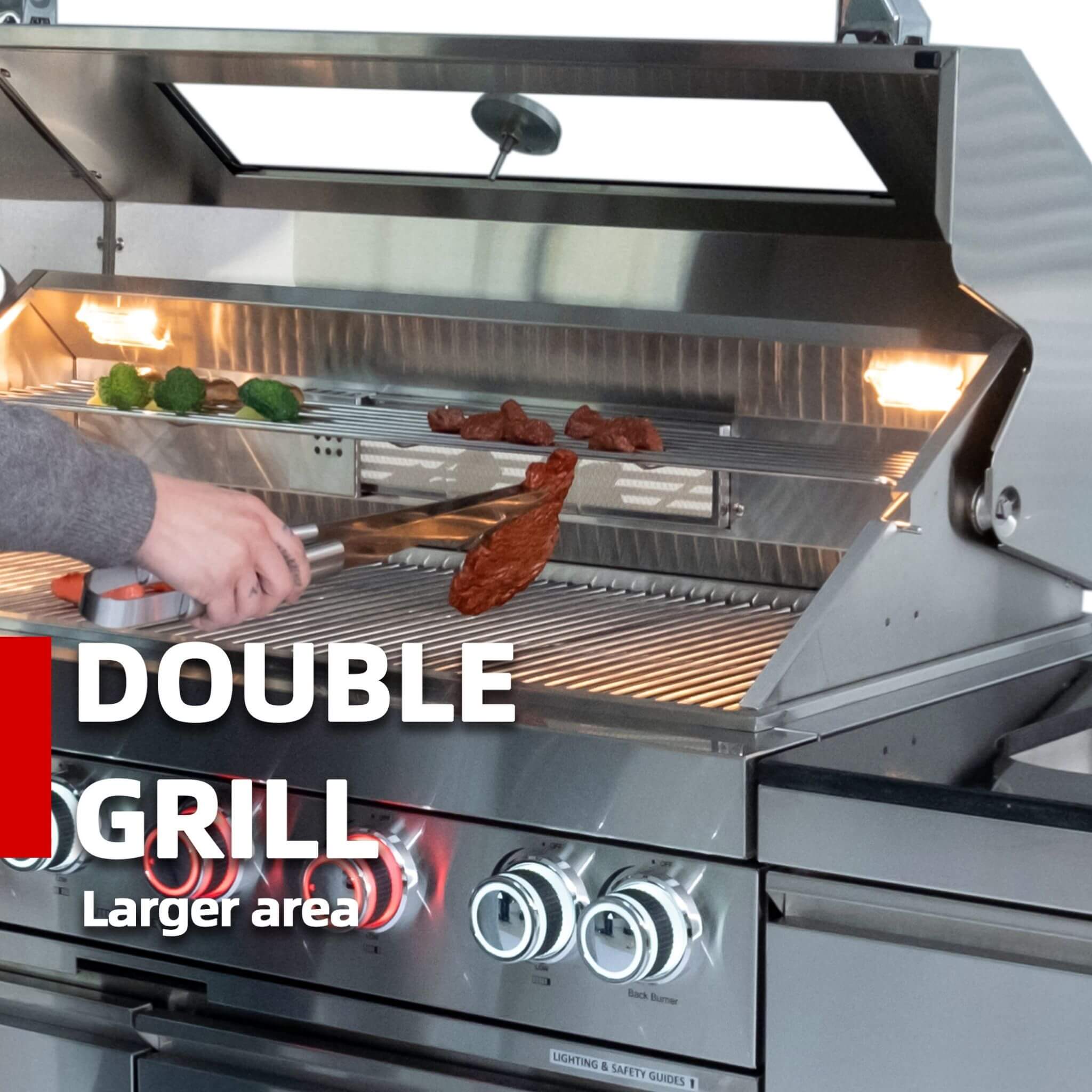 Castelle Flame 62-Inch 6-Burner Gas Outdoor Grill Island With Wine Cooler And Rotisserie