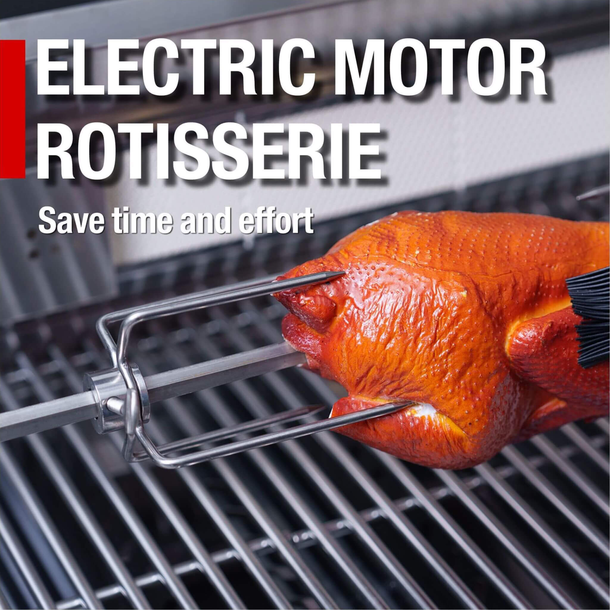 Castelle Flame Premium Black Stainless Steel 6-Burner Gas Grill Kitchen Island With Rotisserie Kit (SAK82641)