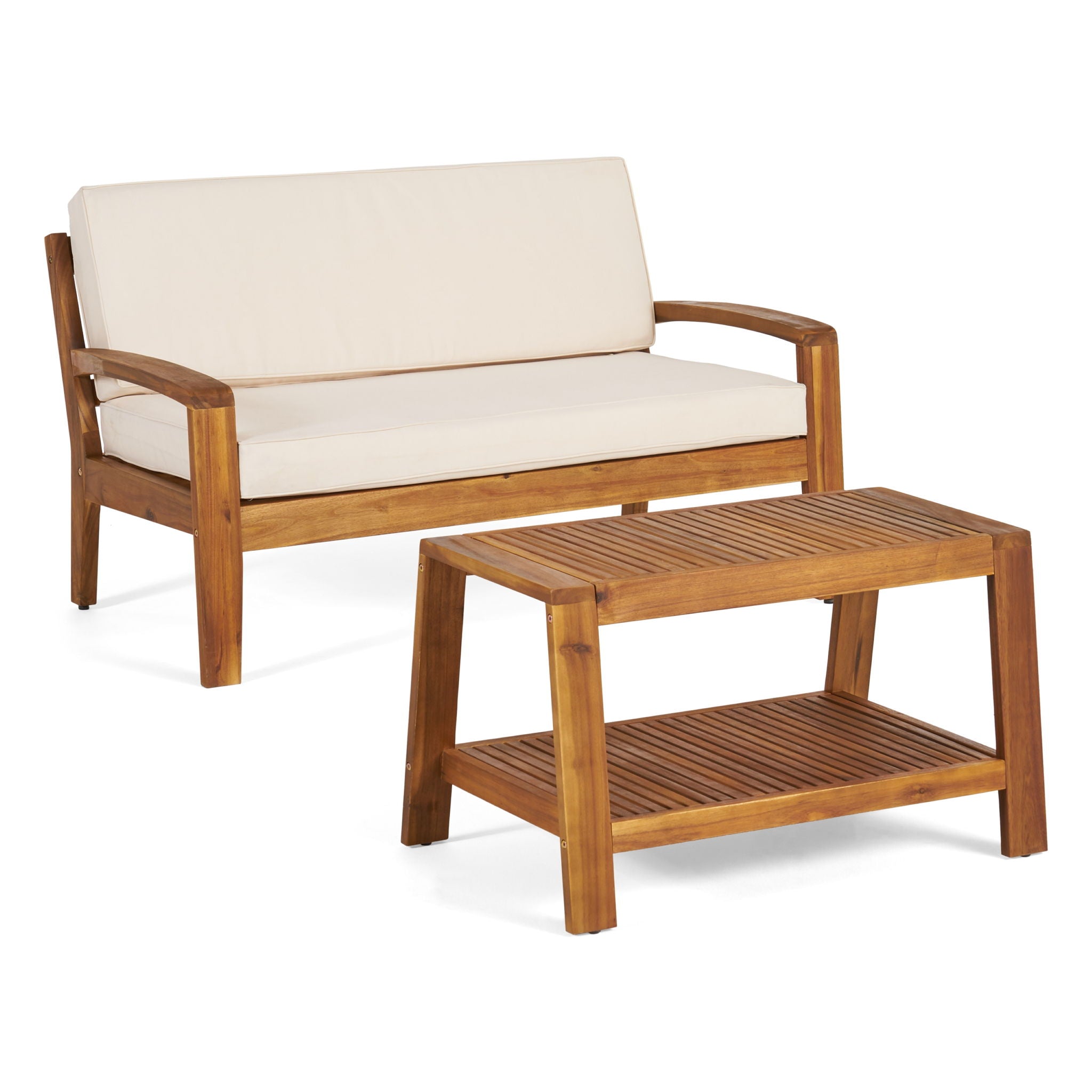 2 Piece Outdoor Conversation Set – Loveseat & Coffee Table with Water-Resistant Cushions