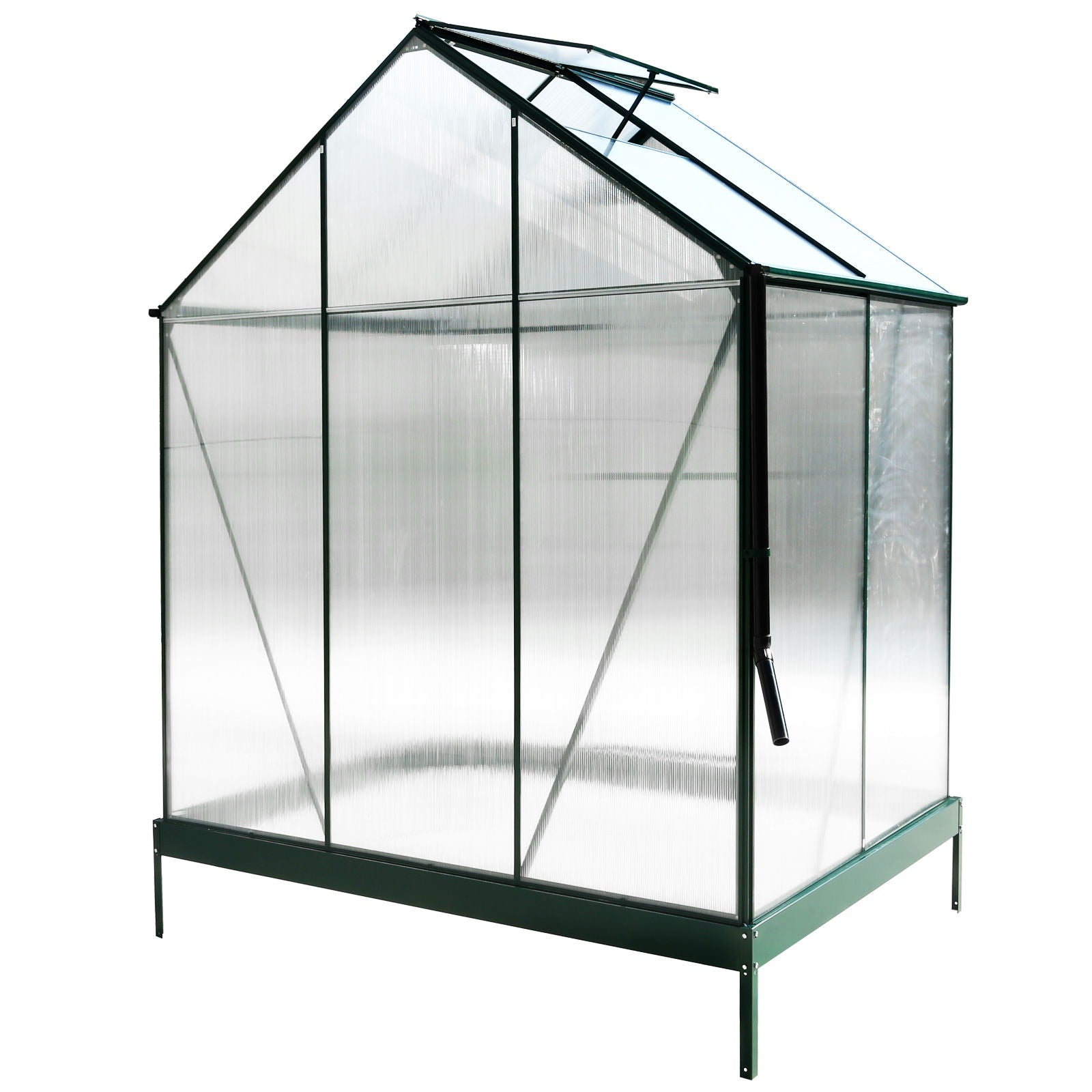 Polycarbonate house, Heavy Duty Outdoor Aluminum Walk-In House Kit With Rain Gutter, Vent And Door For Backyard Garden