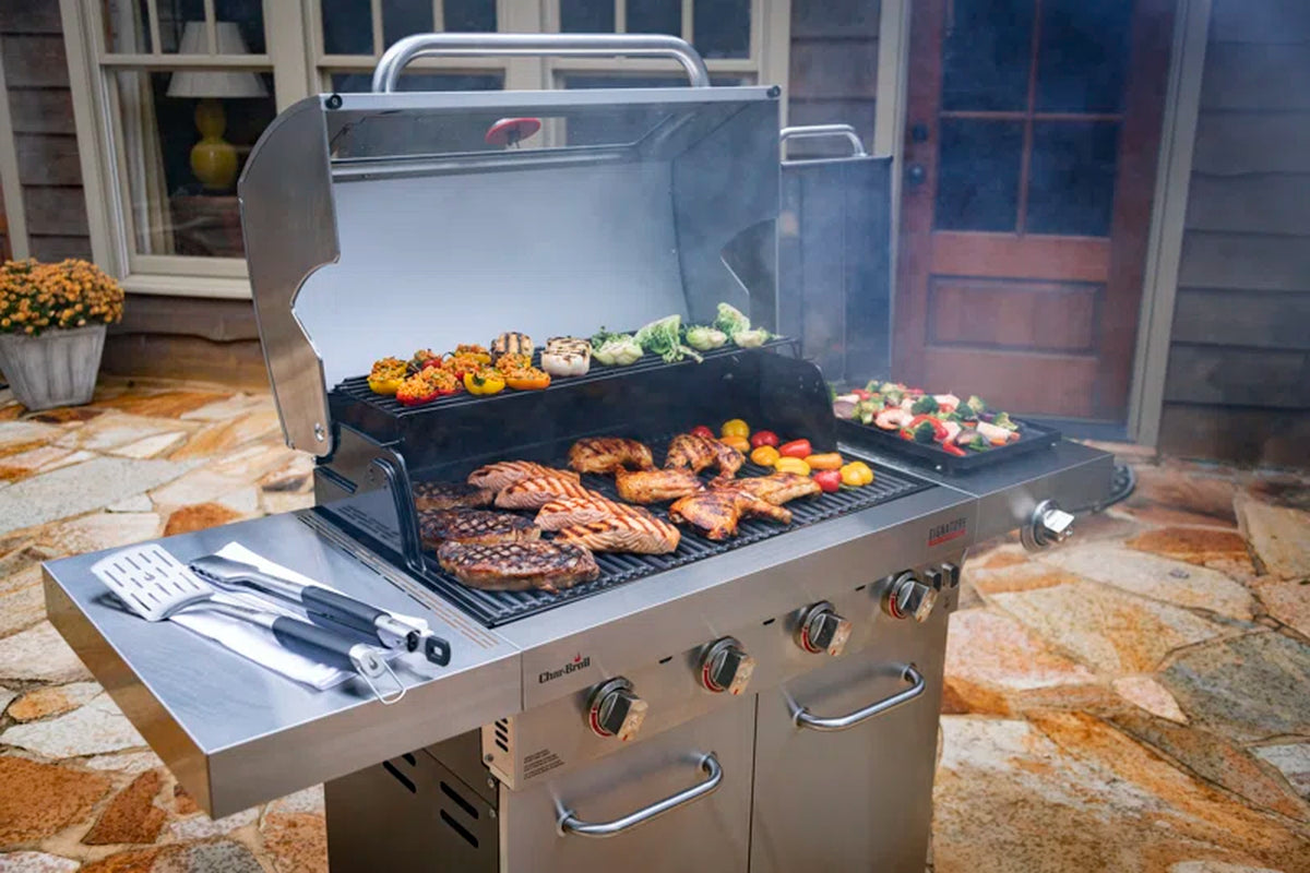 Signature Series 4-Burner Infrared Propane Gas Grill Cabinet with Side Burner