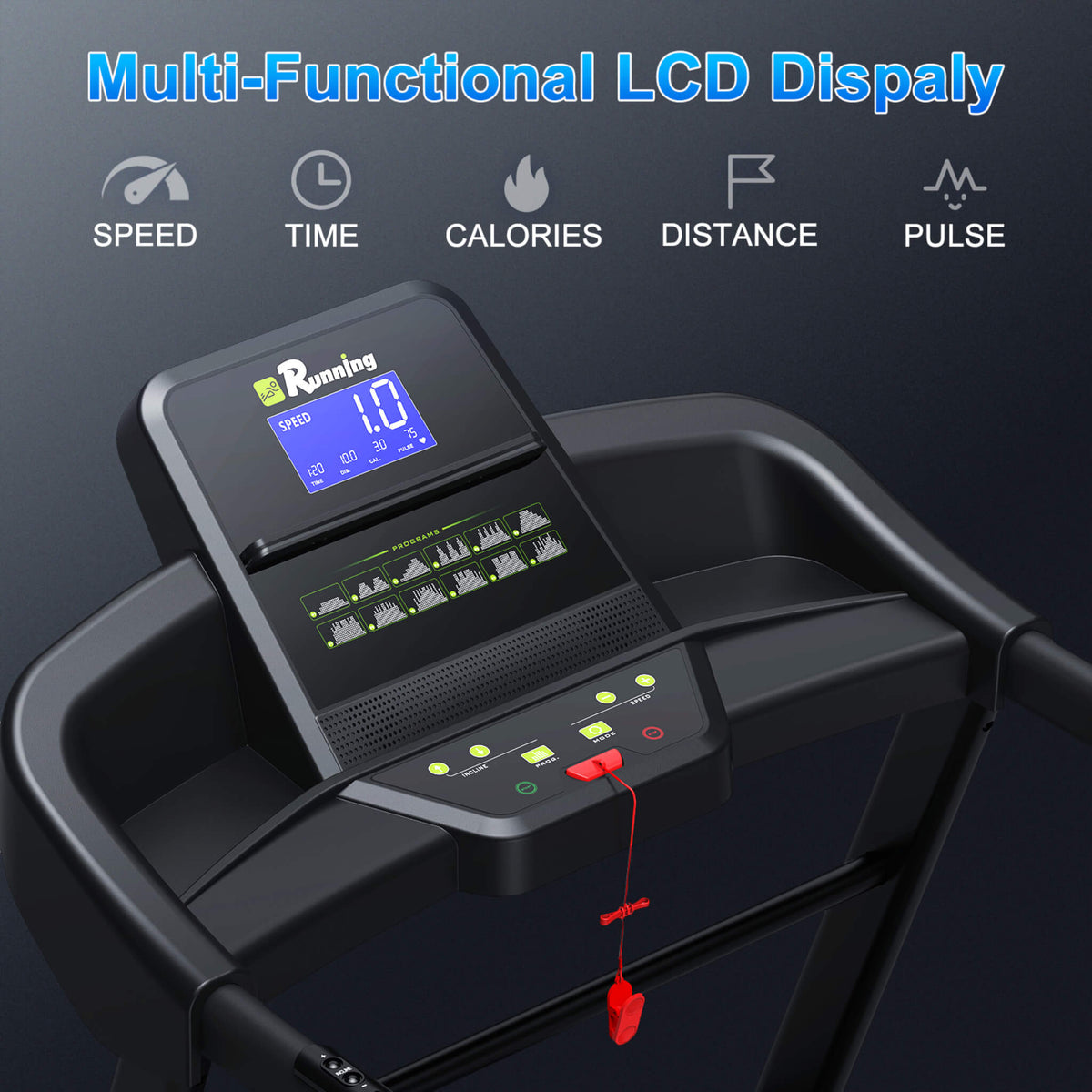 Compact 3.5HP Foldable Electric Treadmill With Bluetooth, LCD Display & 12 Pre-Set Running Programs