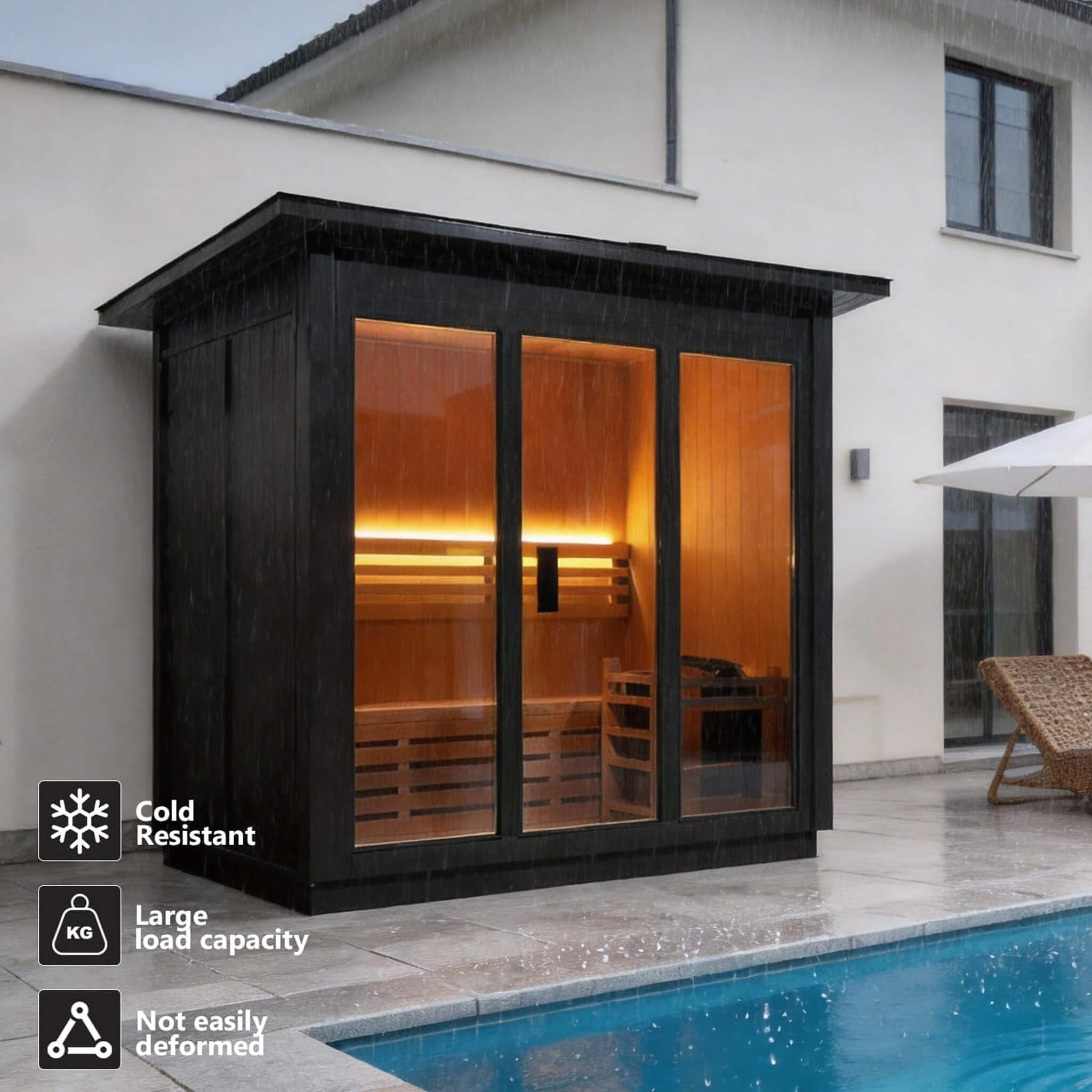 Custom 6-Person Luxury Canadian Red Cedar Outdoor Steam Sauna With Heater And Stones [Made-To-Order] (SAK78615)