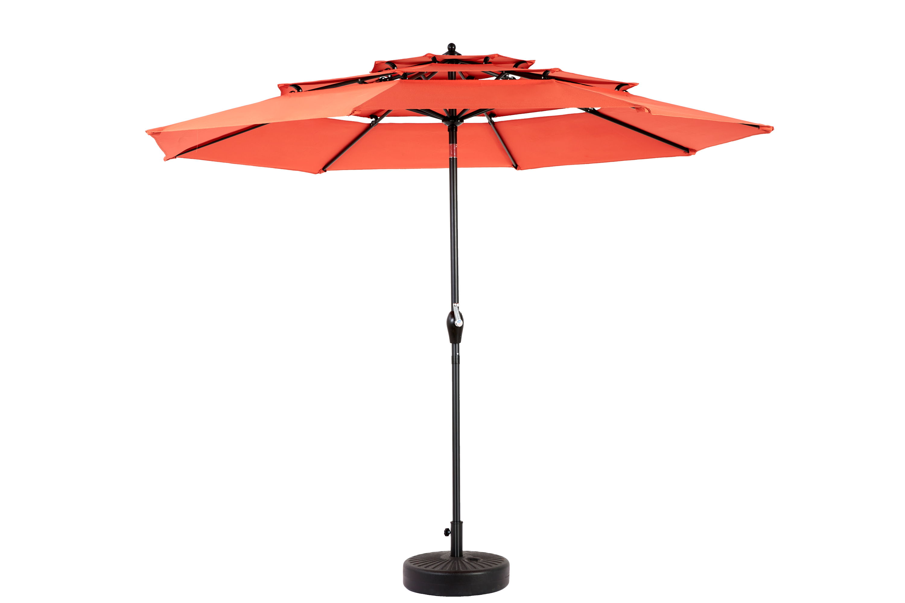 Aluminium 10ft 3-Tier Auto-Tilt Outdoor Patio Umbrella - Orange