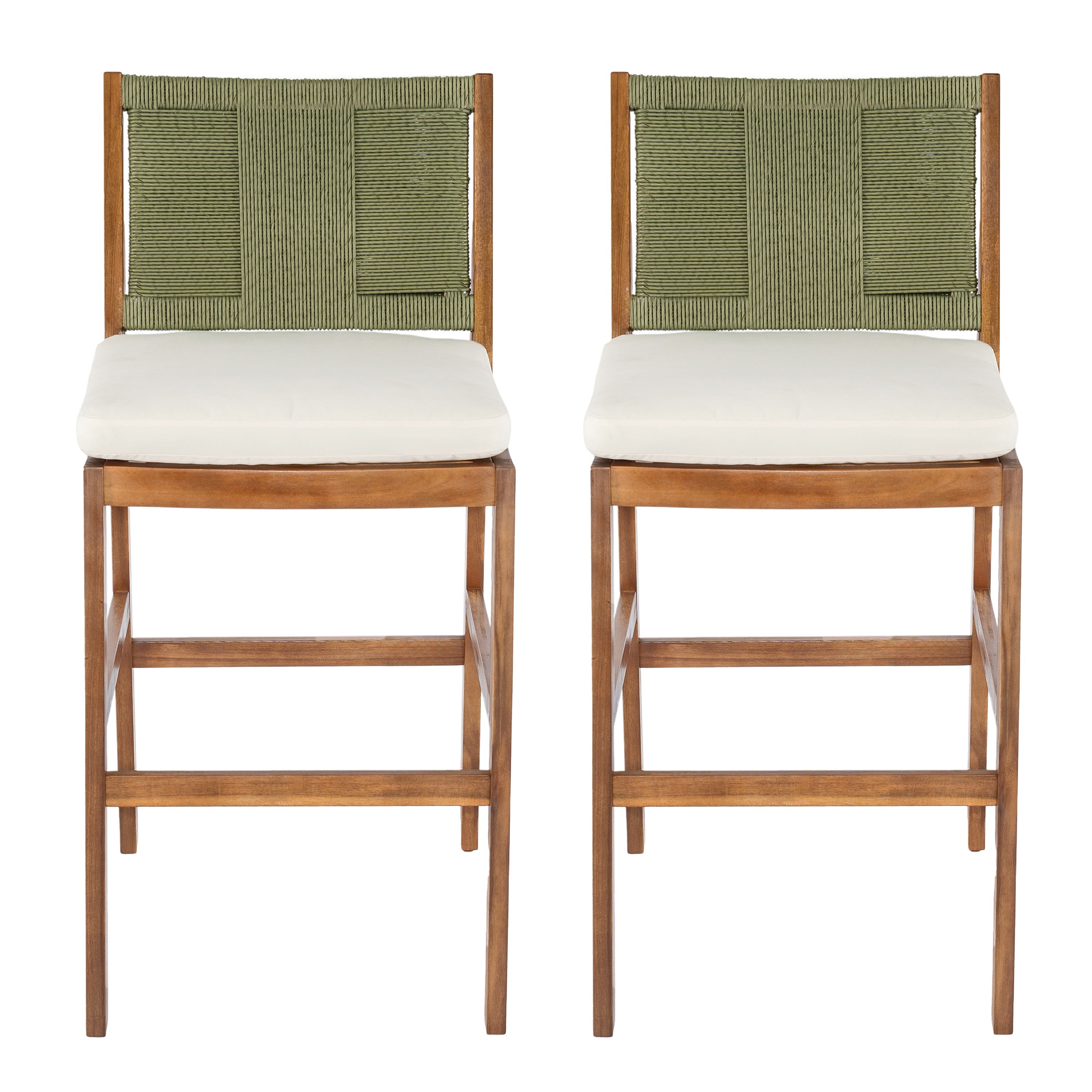 Outdoor Acacia Wood Bar Stools (Set of 2)