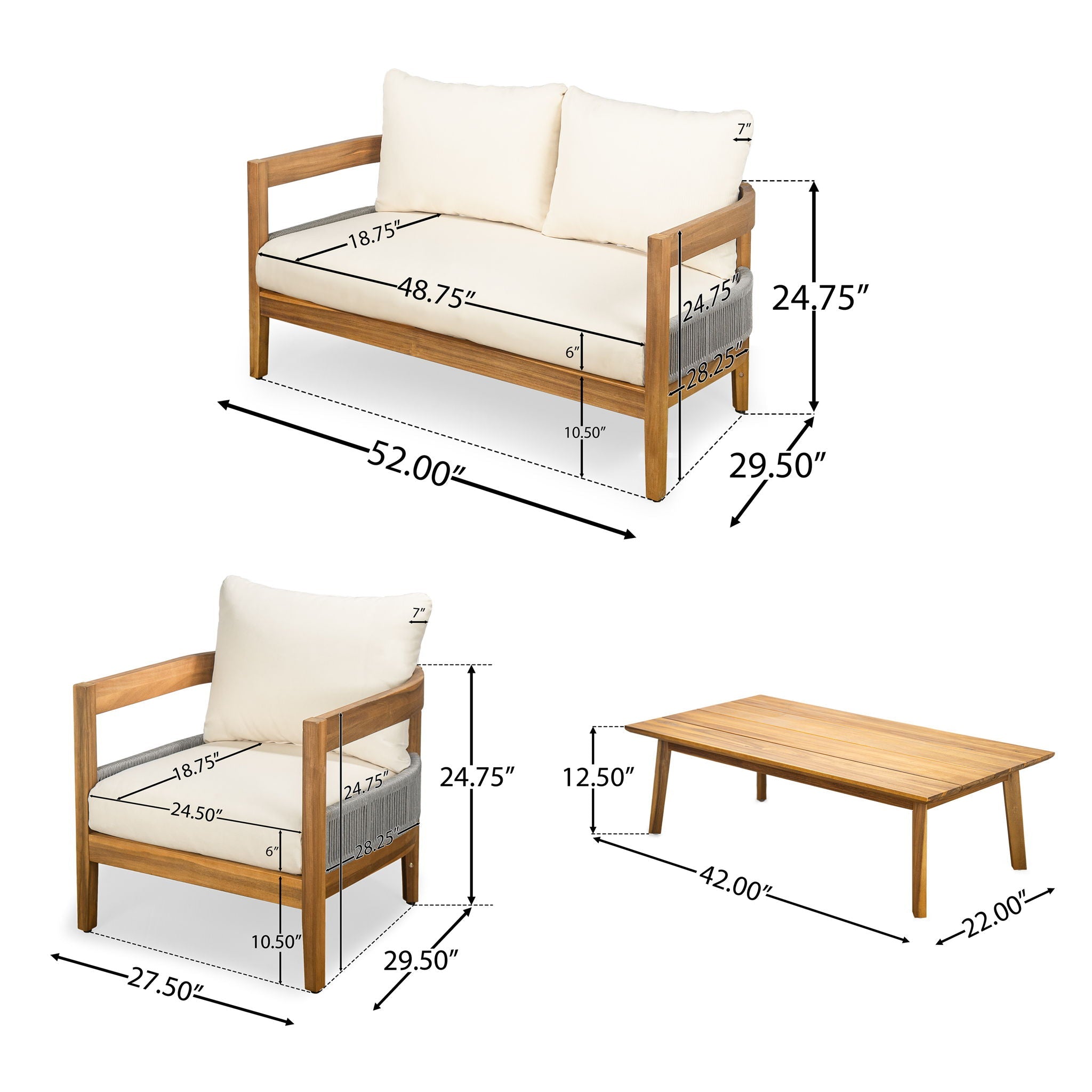 Porto Outdoor 4 Piece Chat Set
