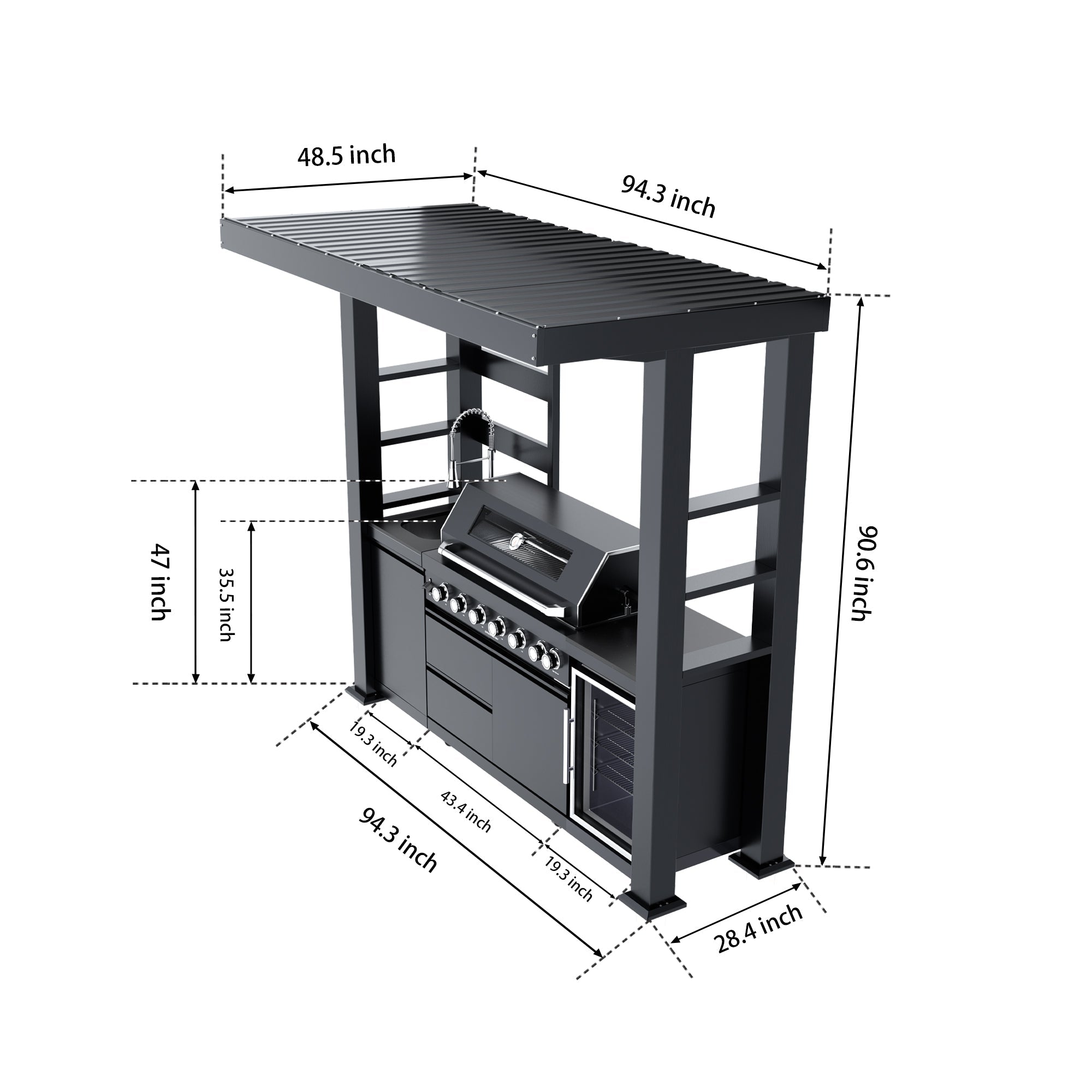 94-Inch 6-Burner Deluxe Stainless Steel Gas Outdoor Kitchen Grill