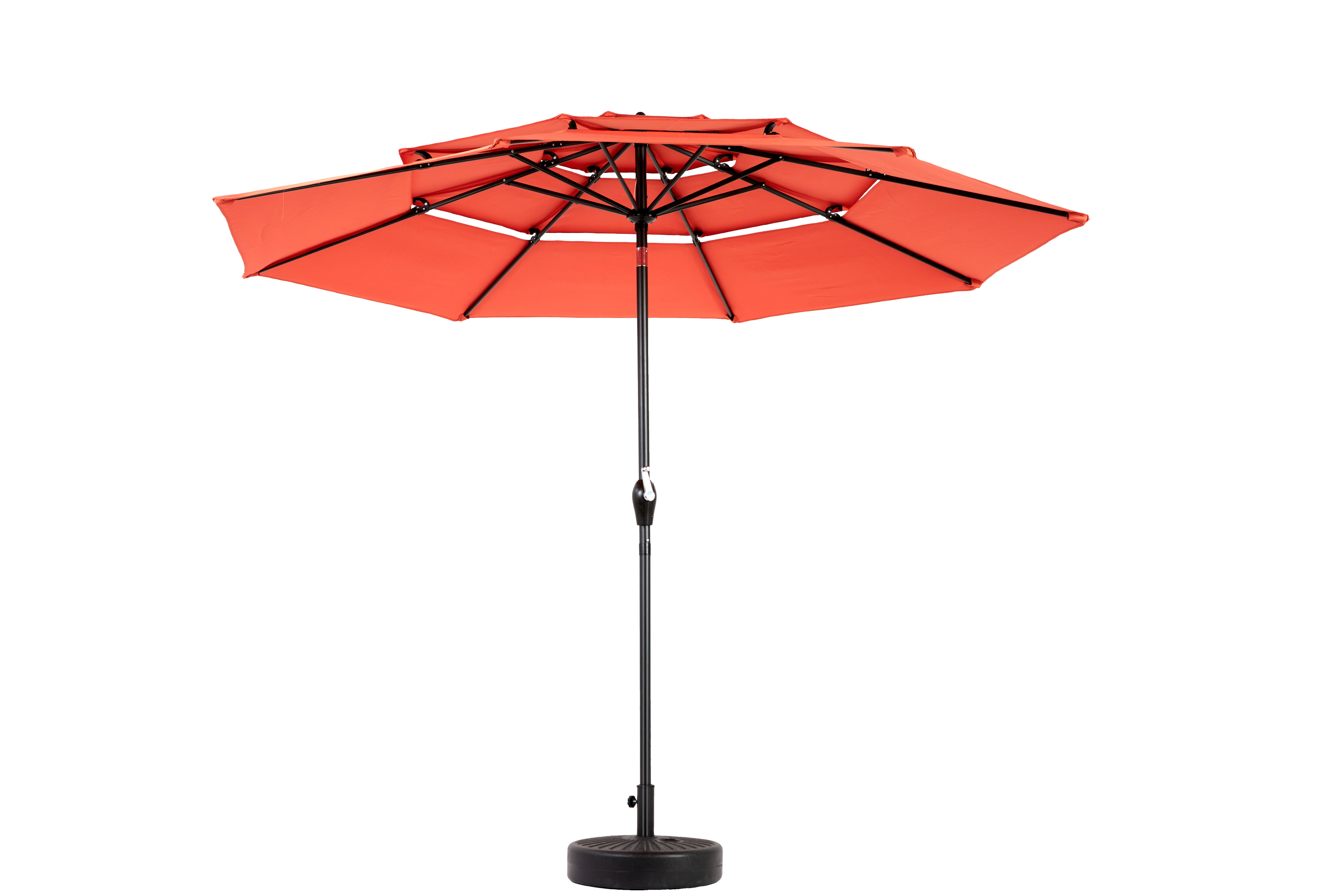Aluminium 10ft 3-Tier Auto-Tilt Outdoor Patio Umbrella - Orange