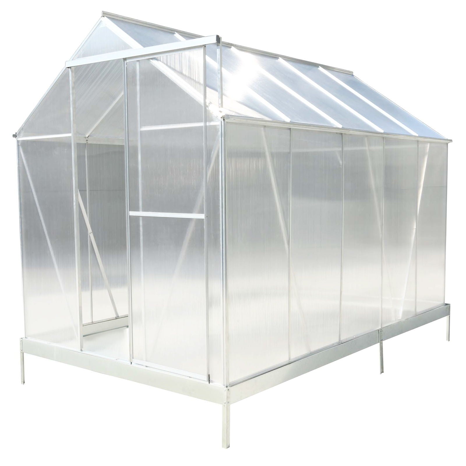 Polycarbonate house, Heavy Duty Outdoor Aluminum Walk-In House Kit With Rain Gutter, Vent And Door For Backyard Garden