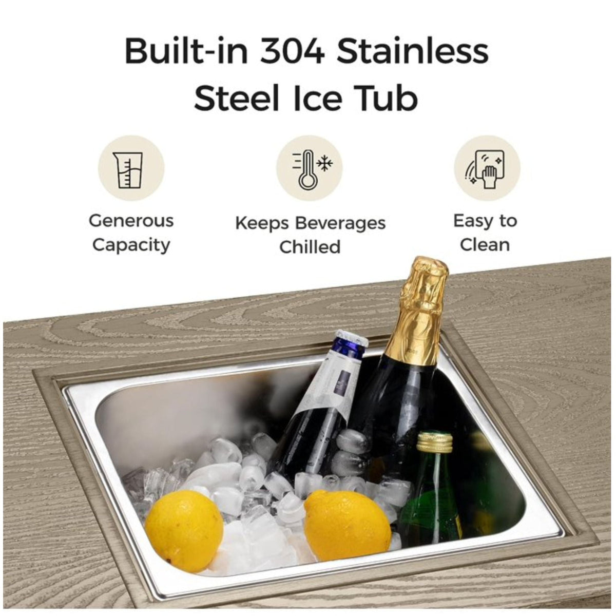 3 In 1 Outdoor Propane Fire Pit Table with Ice Bucket - Beige
