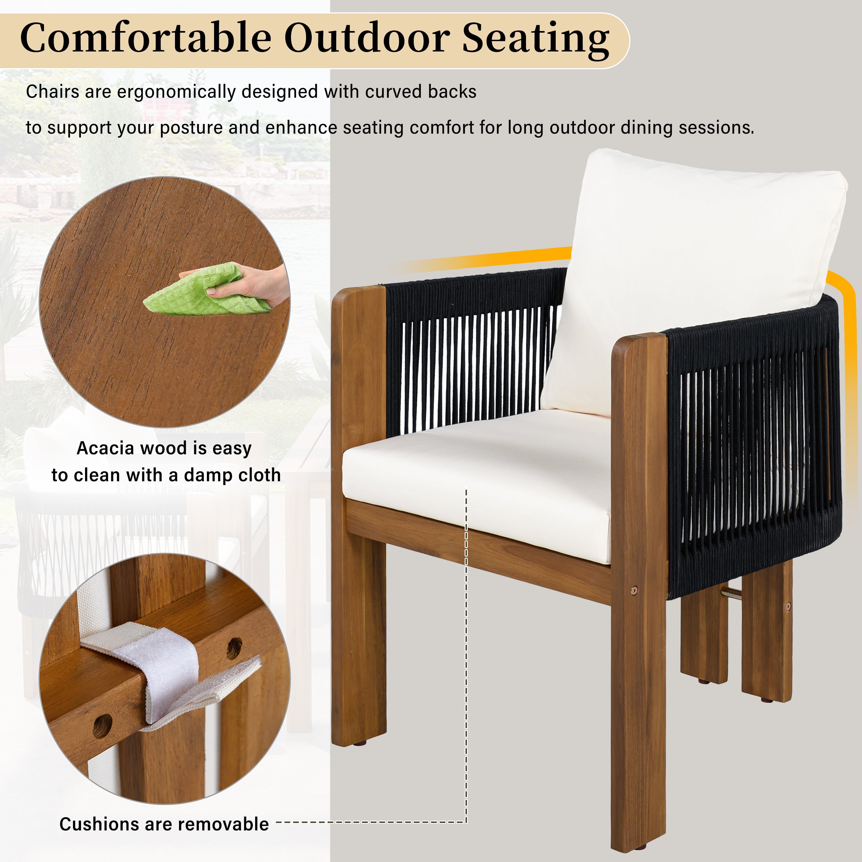 U_STYLE Luxury 5-Piece Outdoor Patio Dining Set for 4