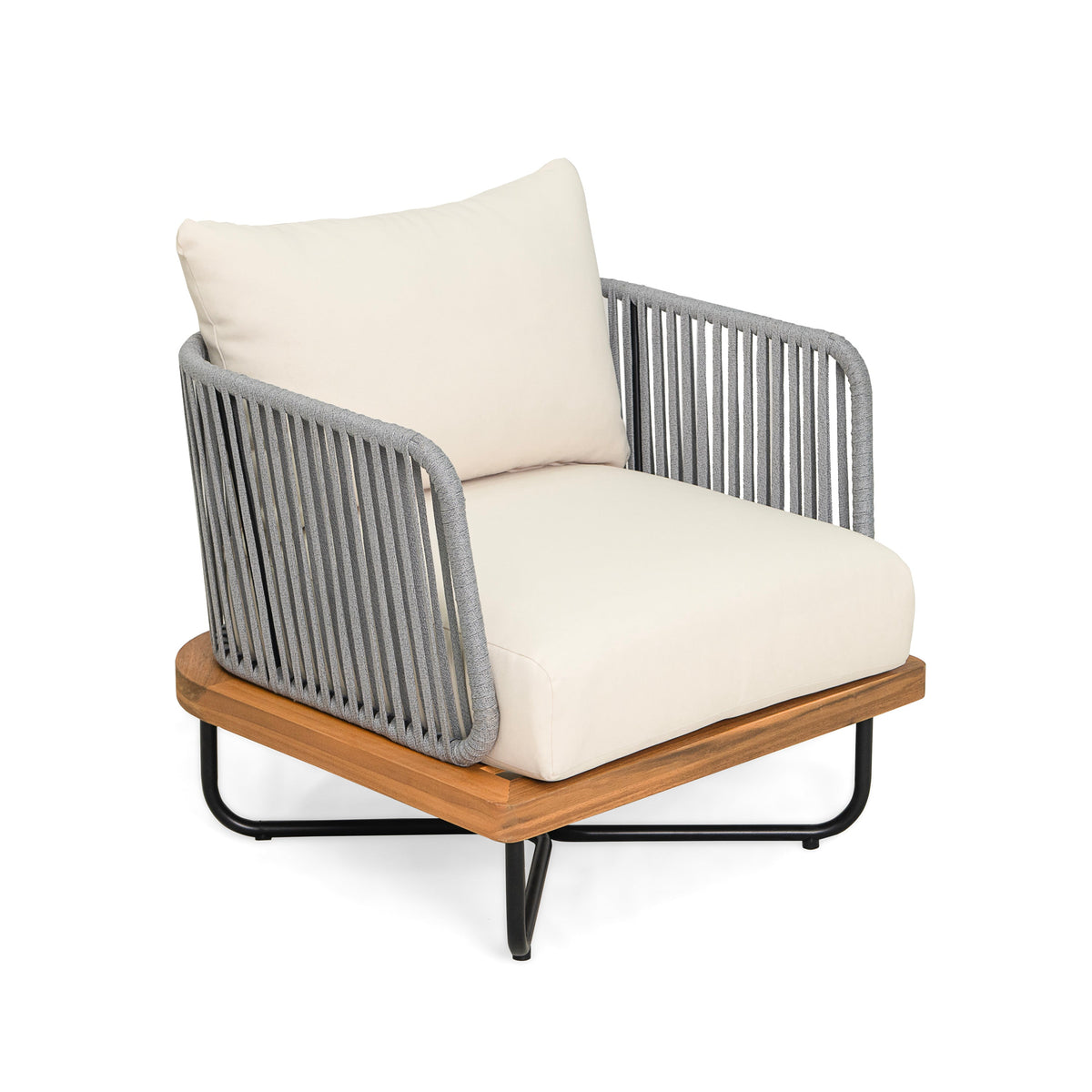 Lucca Outdoor 8 Seaters Patio Set with Rope Woven Detail - Acacia Wood