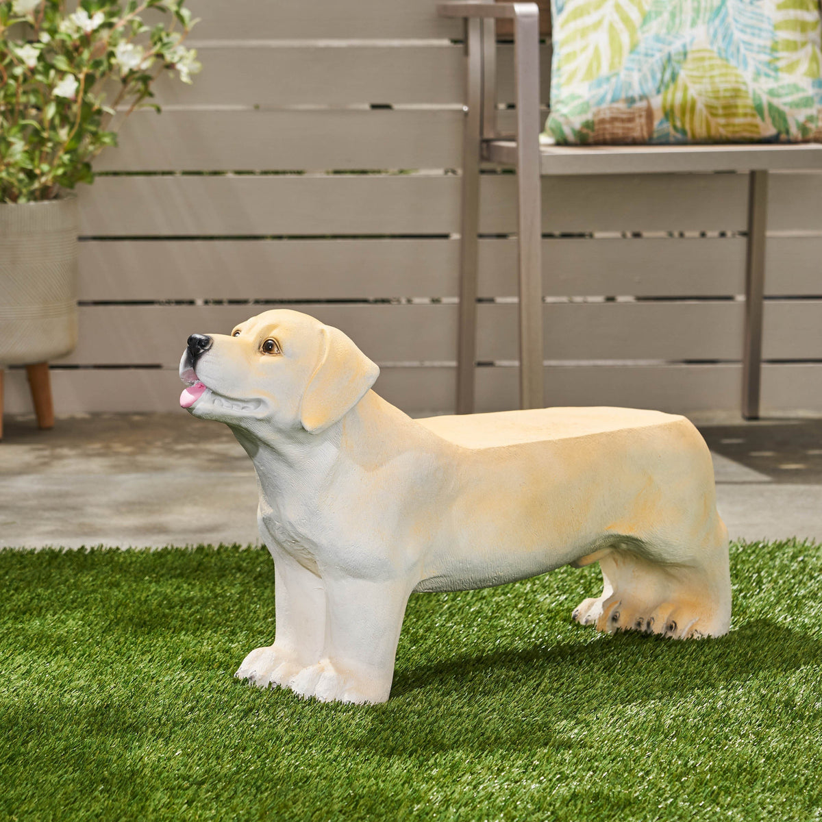 MGO Dog Bench with Labrador Design - Outdoor Light Brown