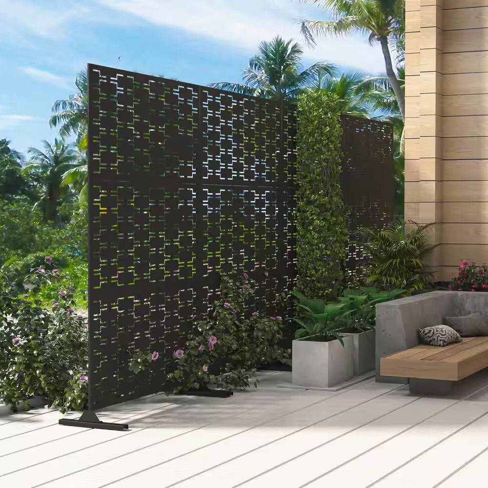 72 In.H X 47 In.W Galvanized Steel Metal Wall Sculptures Garden Fence Deck Privacy Screen Garden Screen Panels