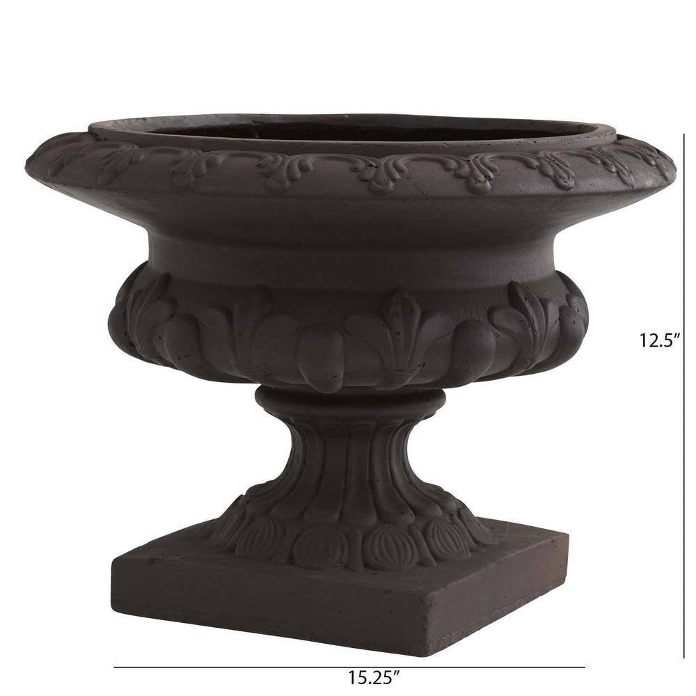 Indoor/Outdoor 12.5In. Tall Iron-Finished Decorative Urn