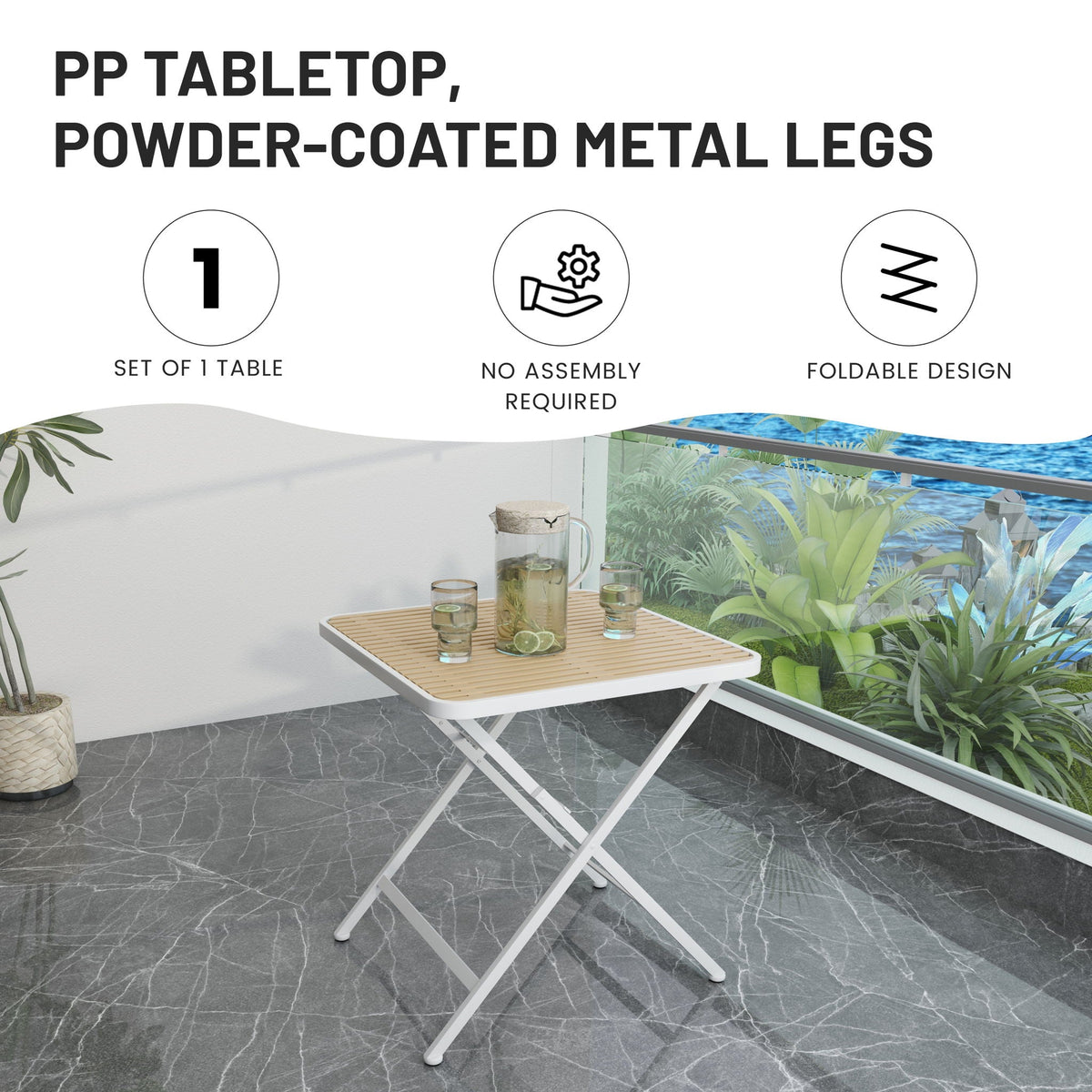 Modern 4 Piece Outdoor Set with Folding Table - Green or Orange