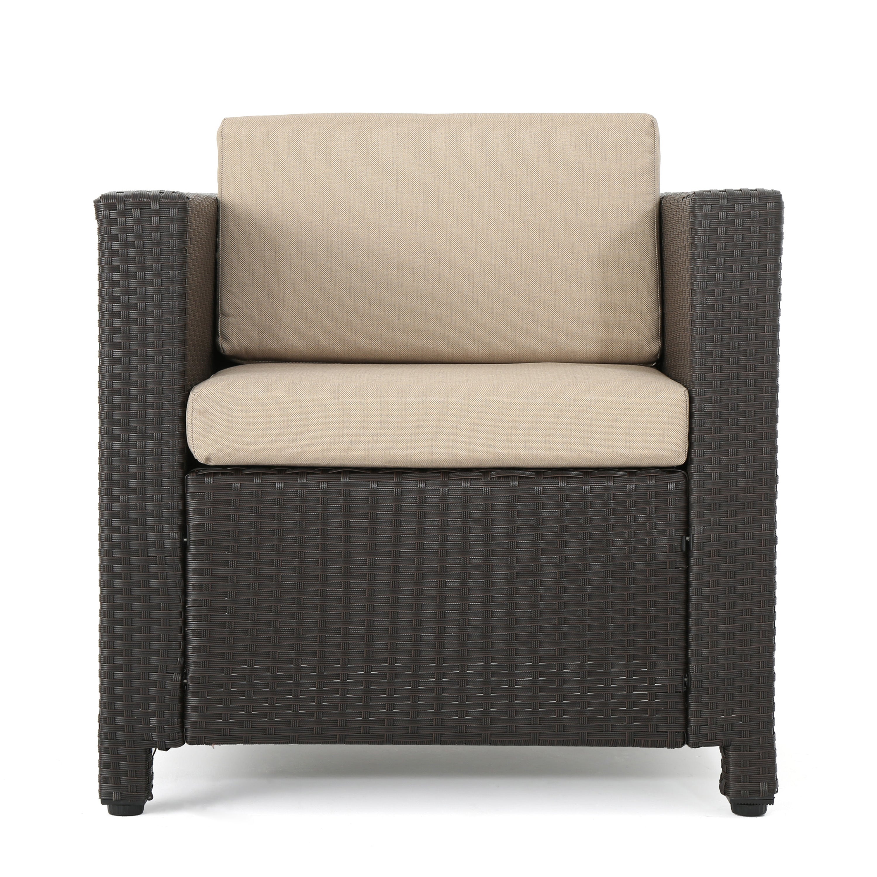 Puerta Club Chair MP1 Outdoor Comfort Weather-Resistant Cushions Mixed Black Faux Rattan