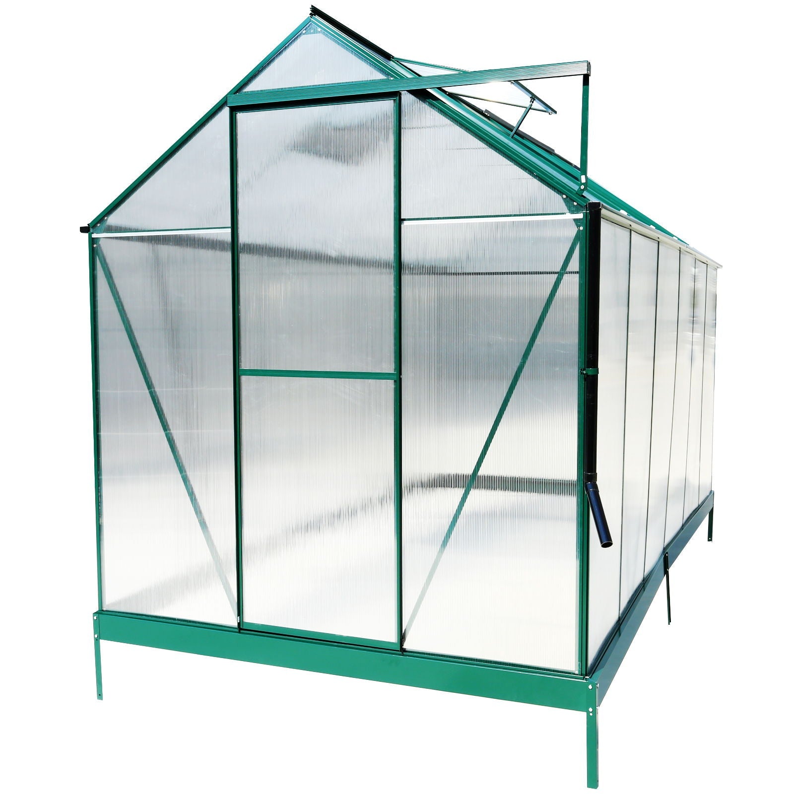 Polycarbonate house, Heavy Duty Outdoor Aluminum Walk-In House Kit With Rain Gutter, Vent And Door For Backyard Garden