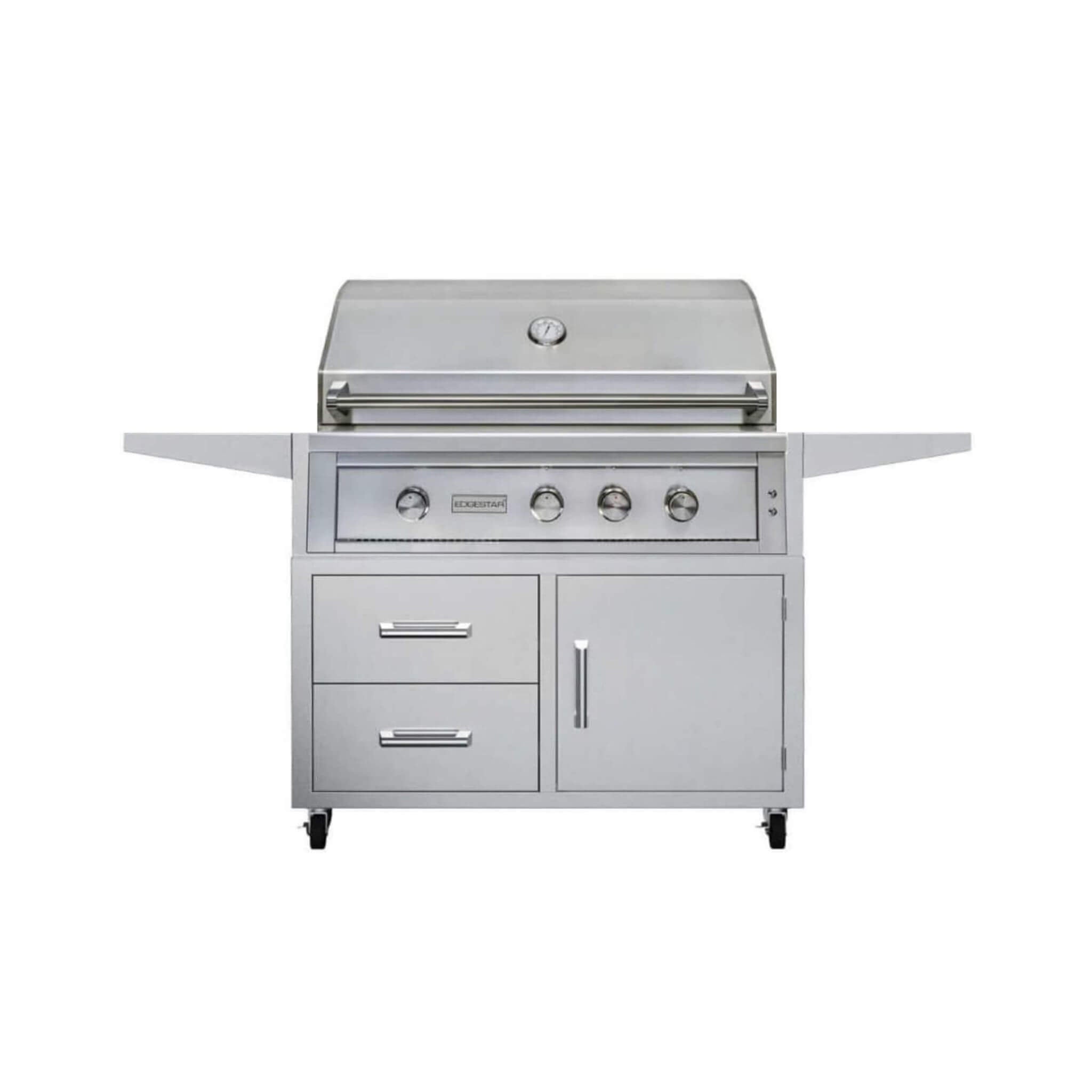 Edgestar 89K BTU 42-Inch Wide Natural Gas Freestanding Grill Cart With Rotisserie And Lighted Knobs (SAK56935)
