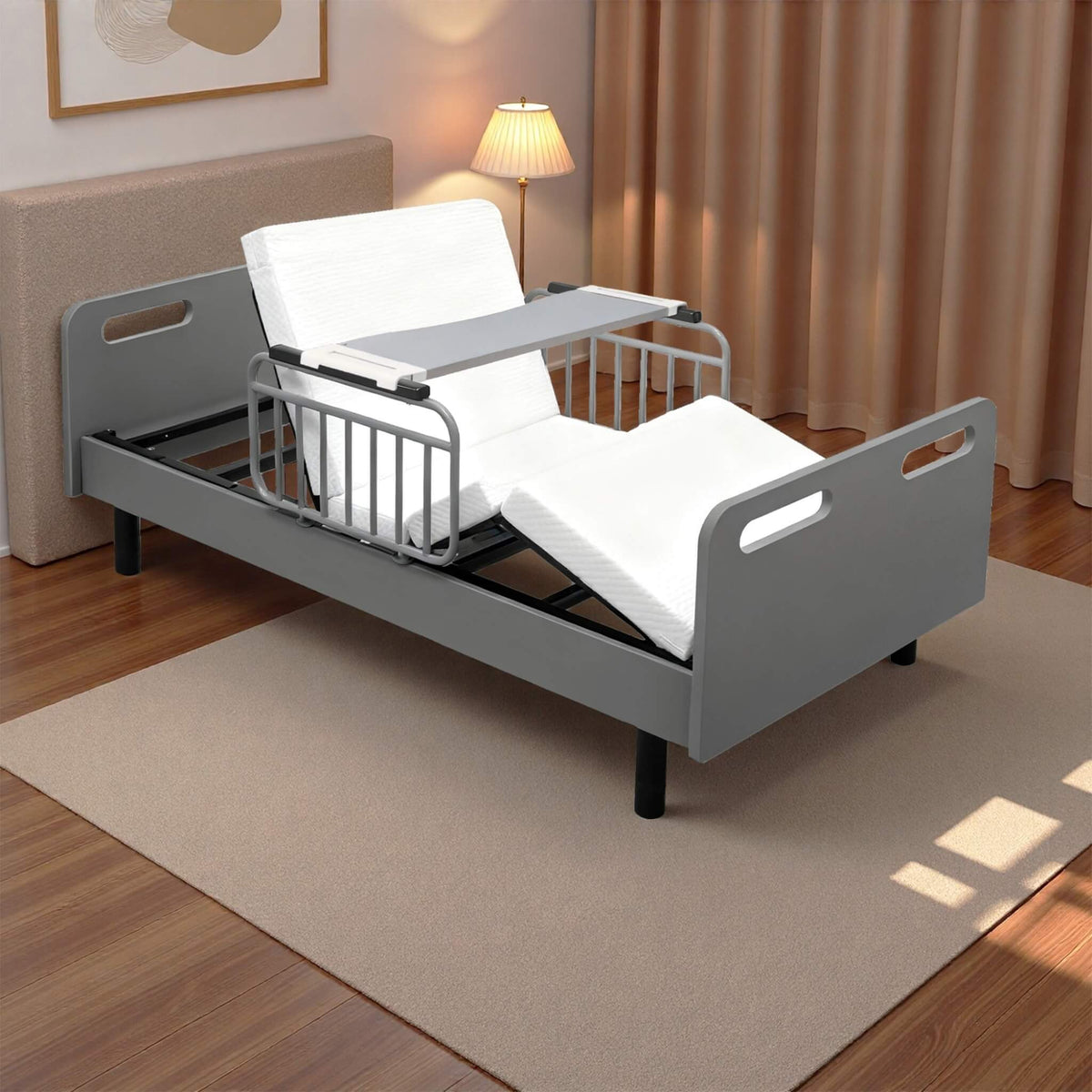 Electric Adjustable Hospital Bed With Remote Control And Memory Foam Mattress