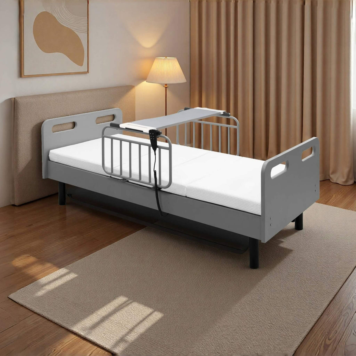 Electric Adjustable Hospital Bed With Remote Control And Memory Foam Mattress