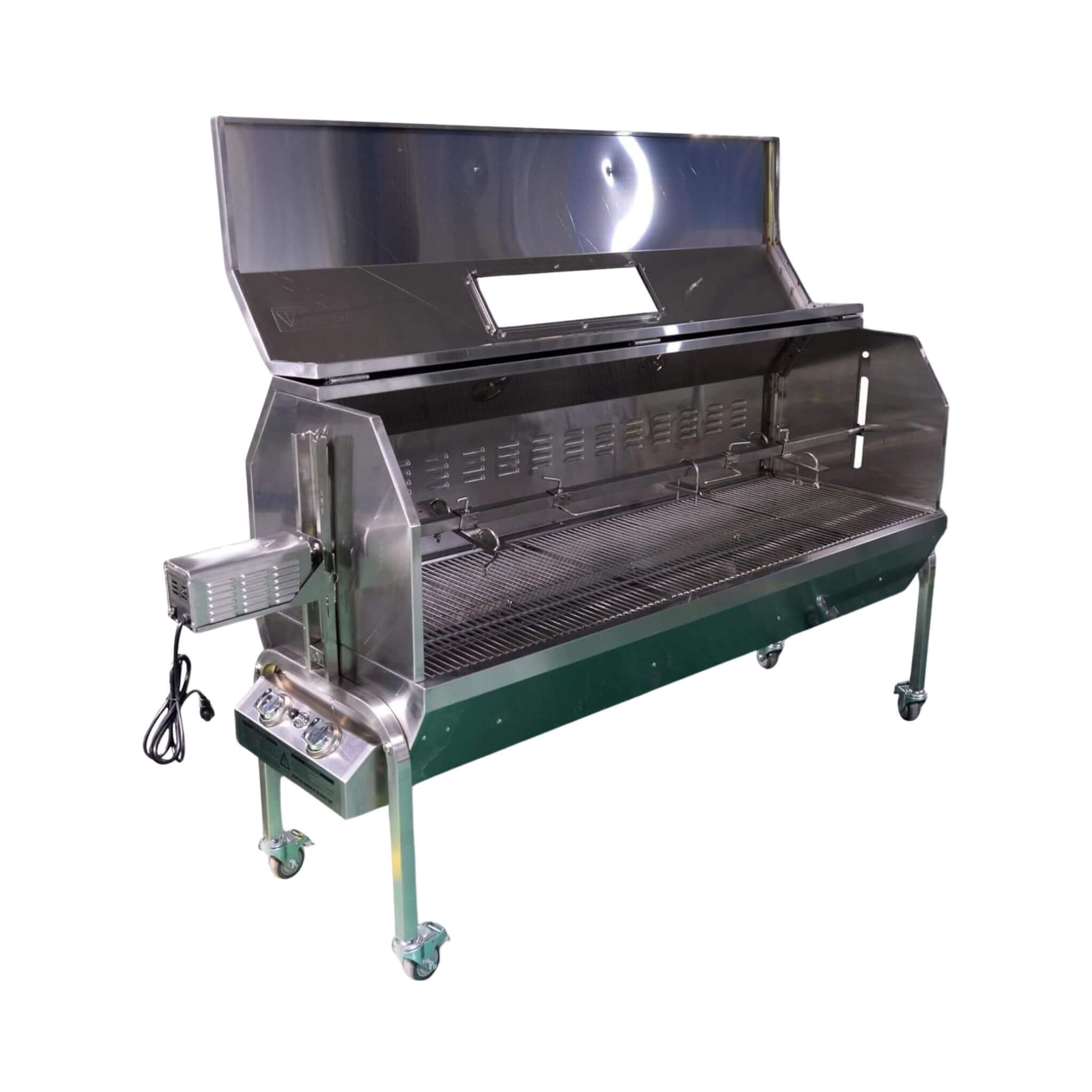 Extra-Large Stainless Steel Propane And Charcoal BBQ Rotisserie