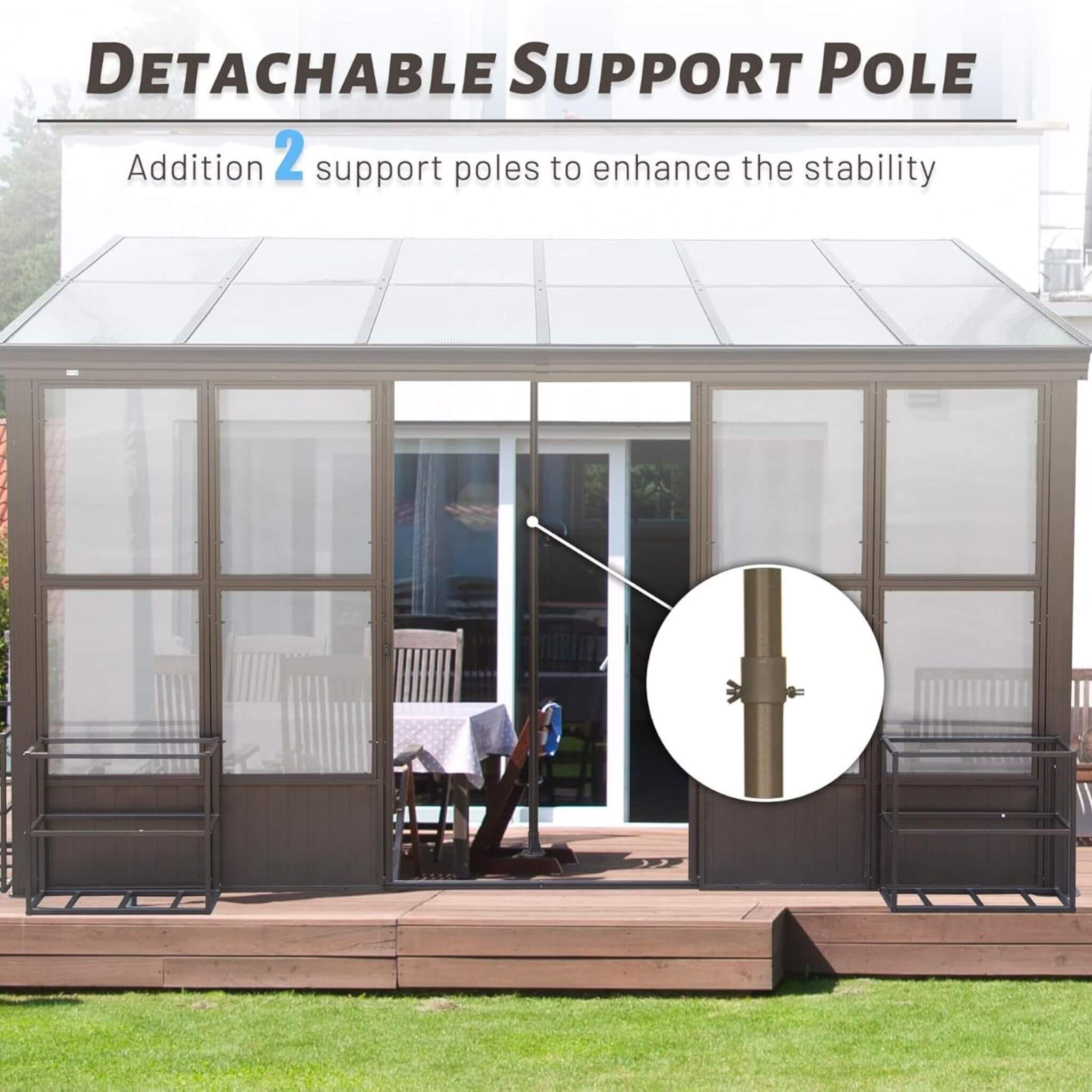 [12X16FT] Extra-Large Heavy-Duty All-Season Sunroom With Sliding Doors And Polycarbonate Windows (SAK98357)