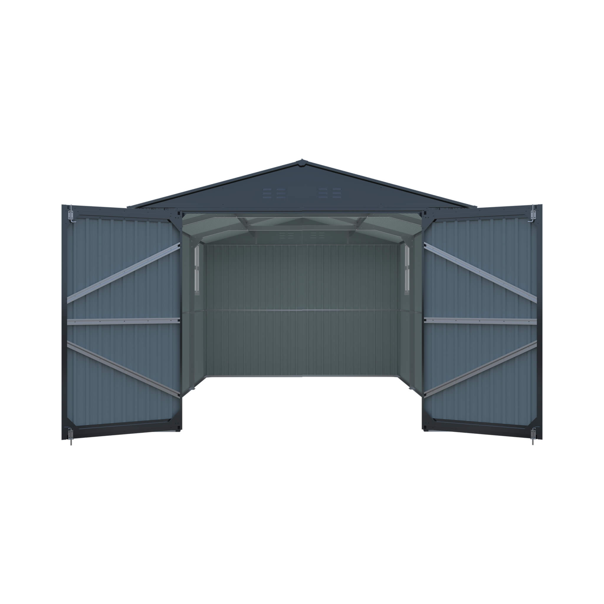 Alora Extra-Large Outdoor Galvanized Steel Outdoor Storage Shed With Skylight Roof
