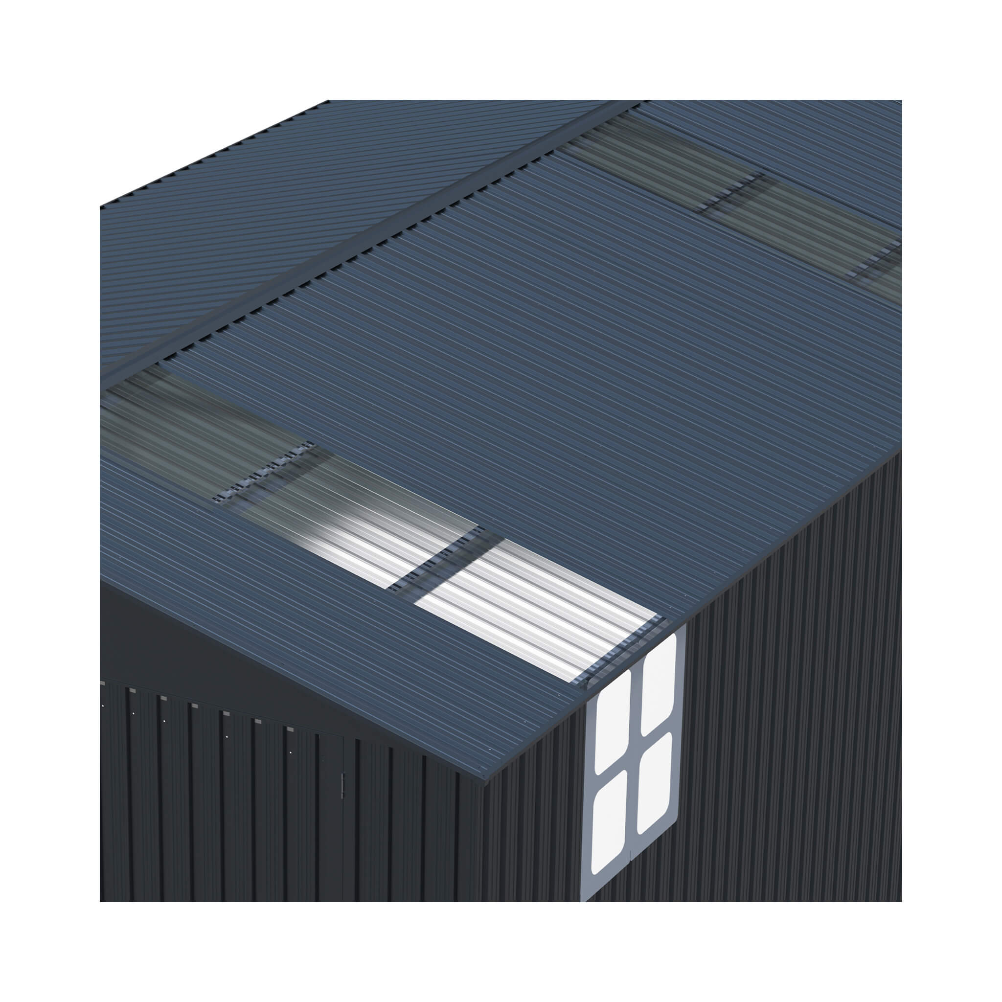 Alora Extra-Large Outdoor Galvanized Steel Outdoor Storage Shed With Skylight Roof