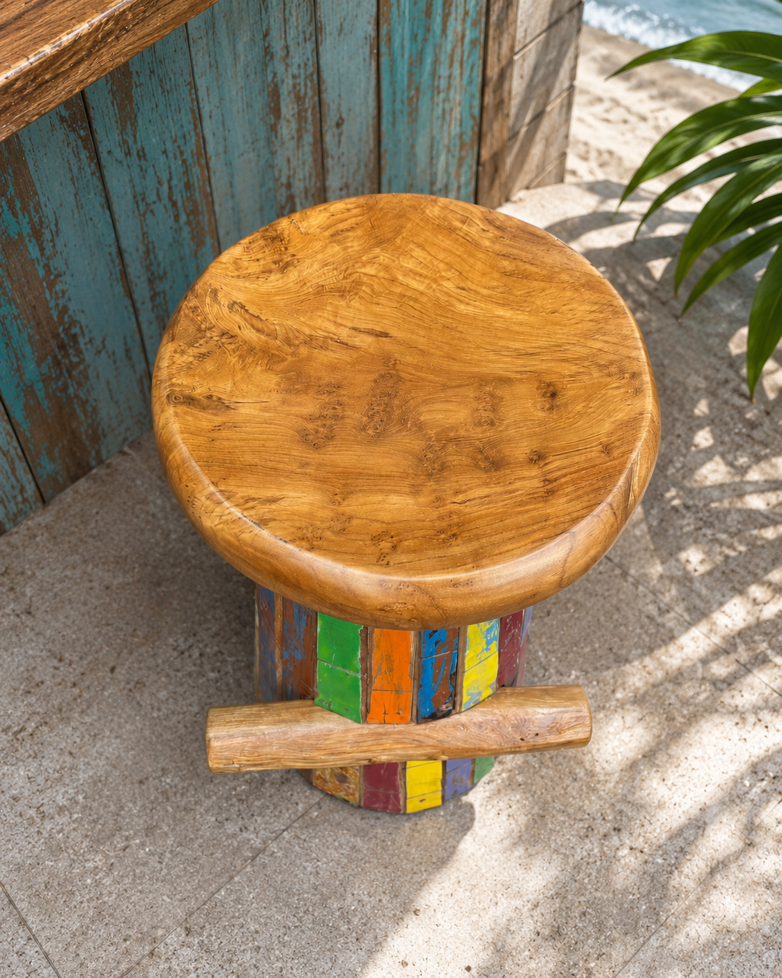 Reclaimed Boat Wood Bar Stool | Handmade in Bali, Indonesia