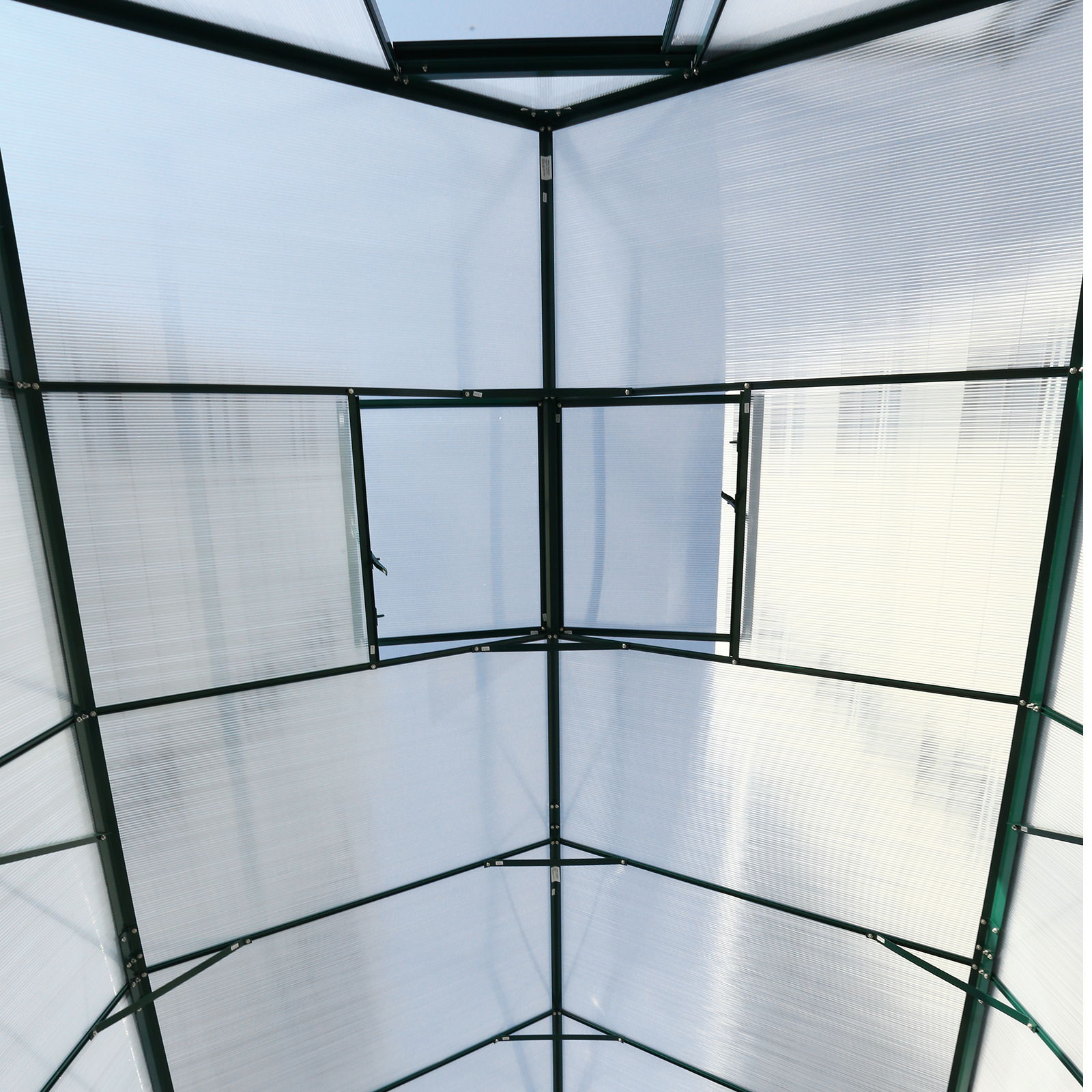 Polycarbonate house, Heavy Duty Outdoor Aluminum Walk-In House Kit With Rain Gutter, Vent And Door For Backyard Garden