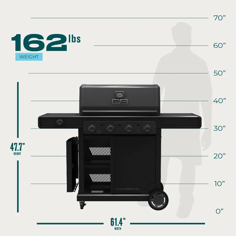 Pro Series 4-Burner Infrared Propane Gas Grill, Griddle, and Charcoal Combo with Side Burner