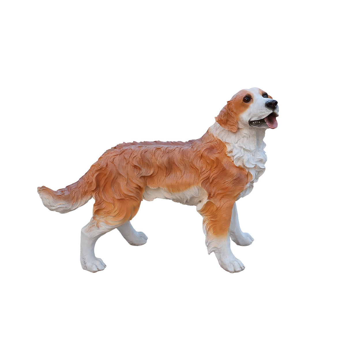 Lifelike Hound Dog Statue, Realistic Resin Animal Figurine for Indoor Outdoor Garden Lawn Yard Home Decor, Art Craft Gift, Brown+White