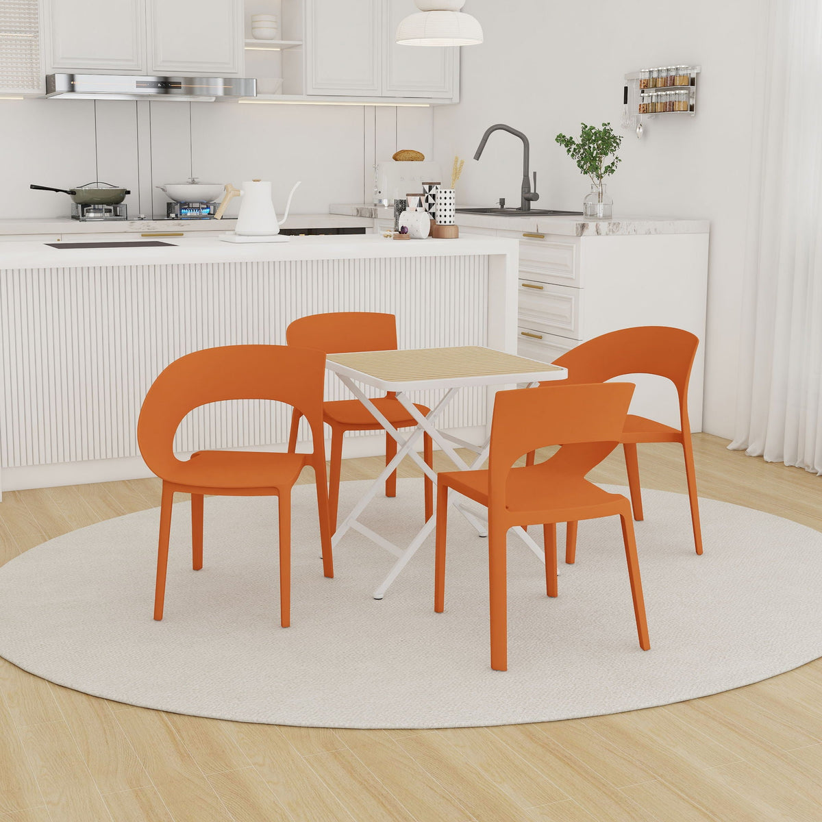 Modern 4 Piece Outdoor Set with Folding Table - Green or Orange