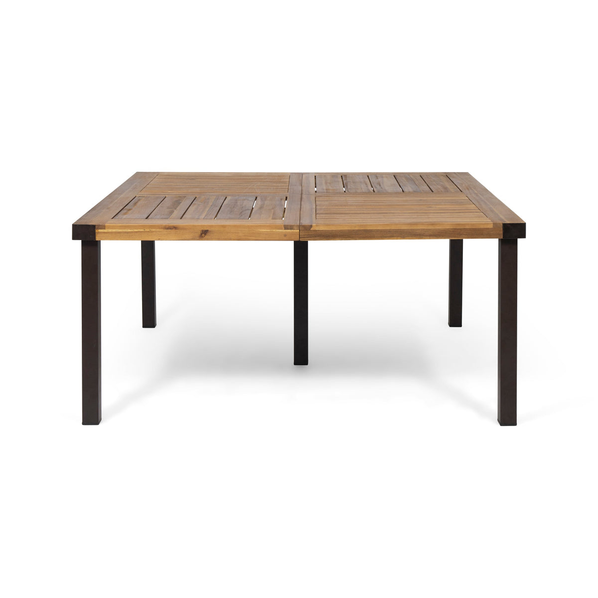 9‑Piece Outdoor Patio Dining Set, 64" Square Acacia Wood Dining Table with Metal Legs & 8 Pcs Acacia Wood Dining Chairs with