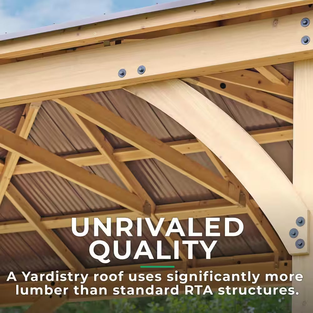 DIY Meridian 12 Ft. X 12 Ft. Cedar Wood Outdoor Gazebo Kit with Hardtop Metal Roof - Permanent Covered Patio Shade