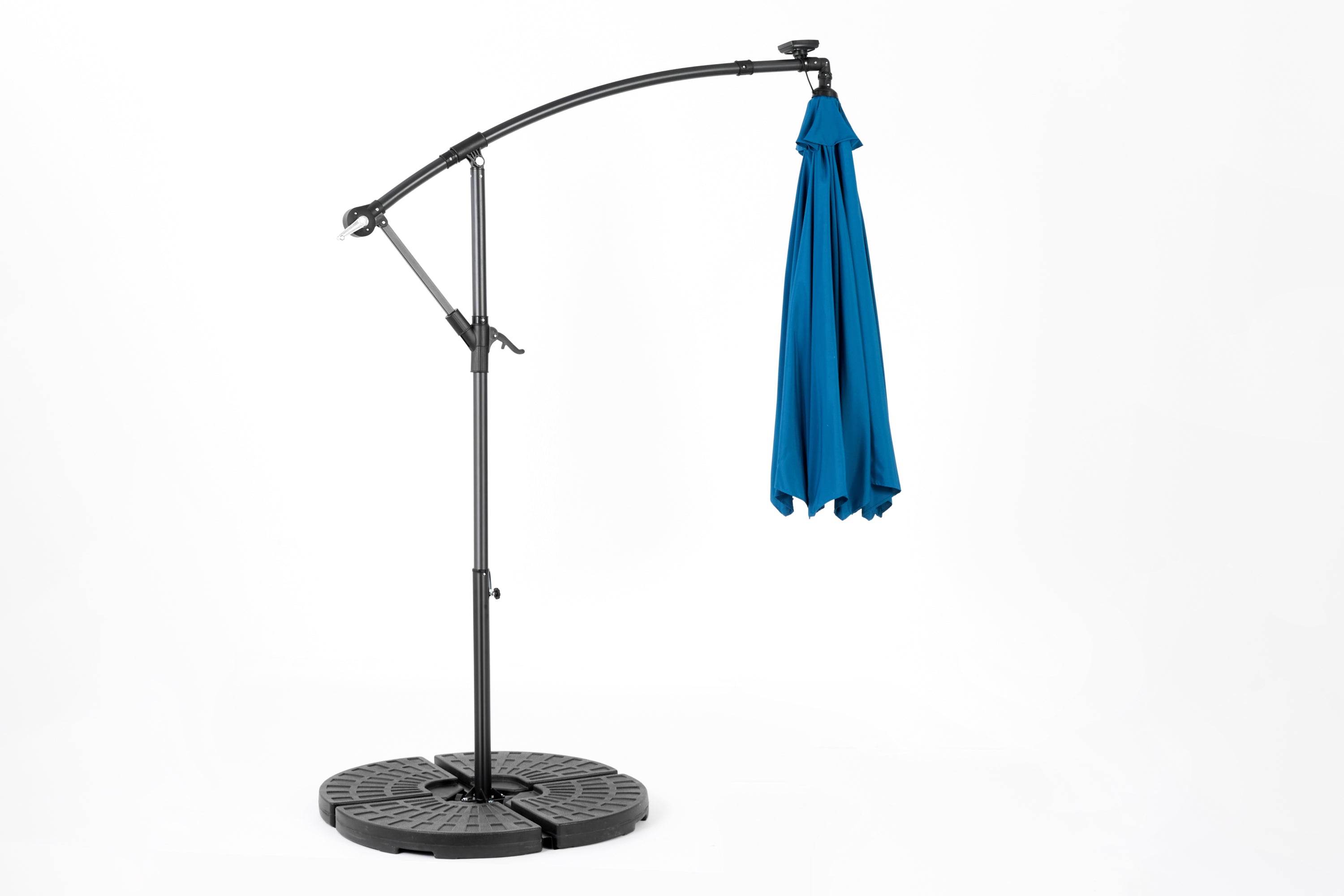 10ft Solar LED Offset Hanging Market Patio Umbrella (Dark Blue)