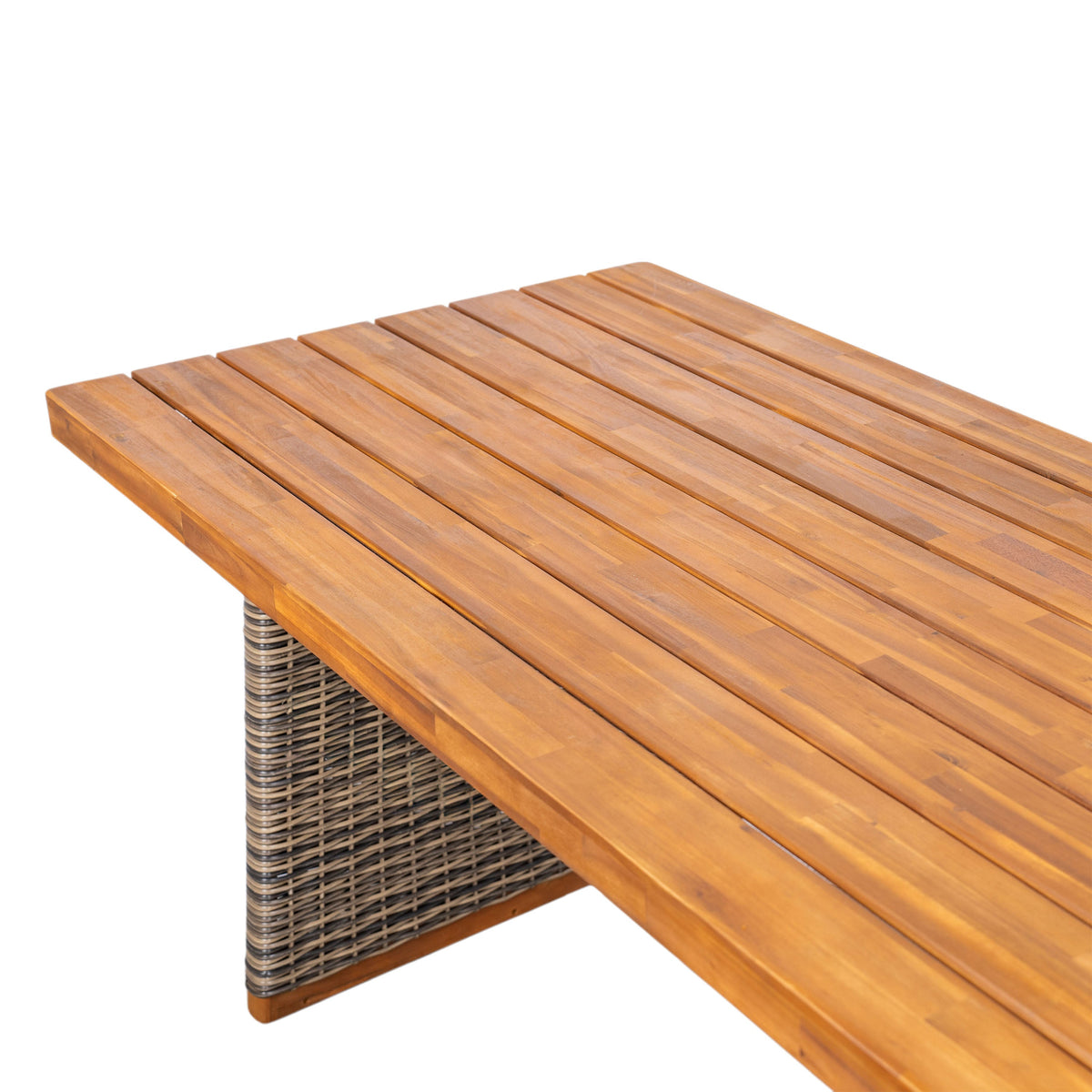 6 Pieces Outdoor Acacia Wood Dining Set With Handwoven Rattan Legs