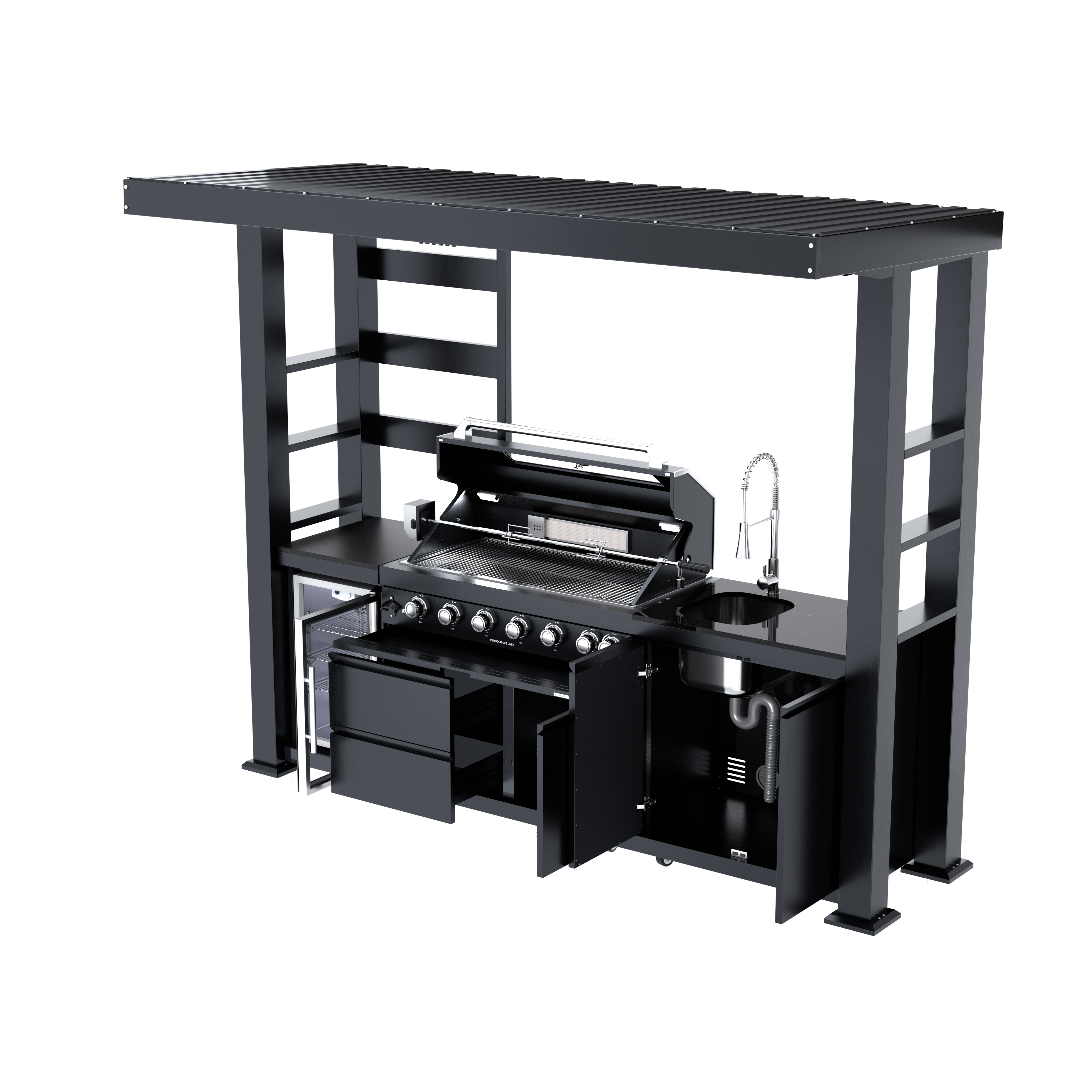 108-Inch 6-Burner Deluxe Outdoor Kitchen Grill