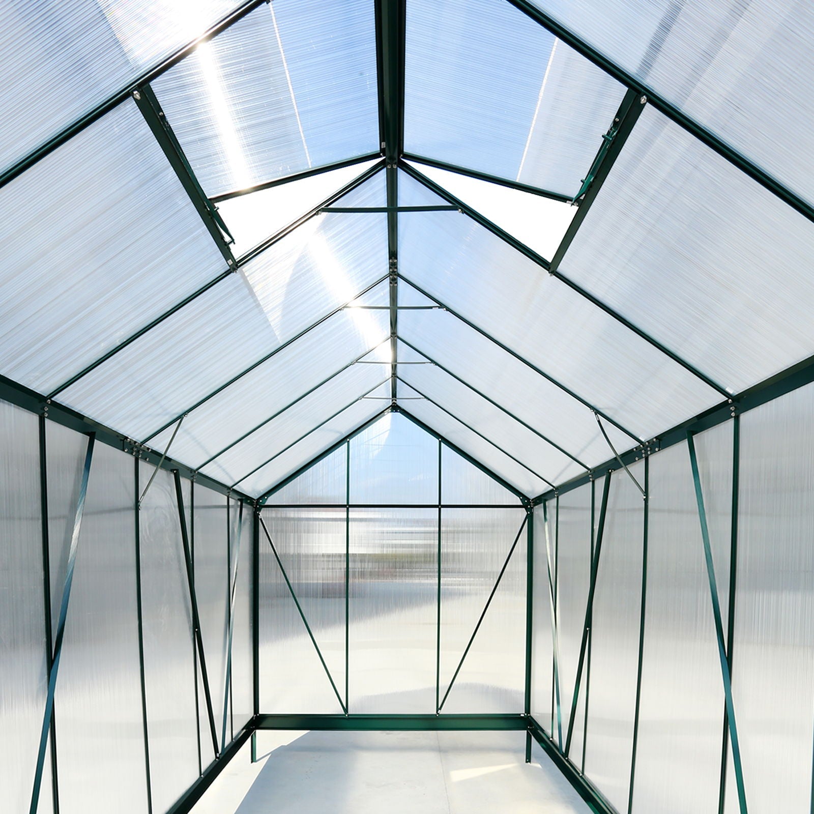 Polycarbonate house, Heavy Duty Outdoor Aluminum Walk-In House Kit With Rain Gutter, Vent And Door For Backyard Garden