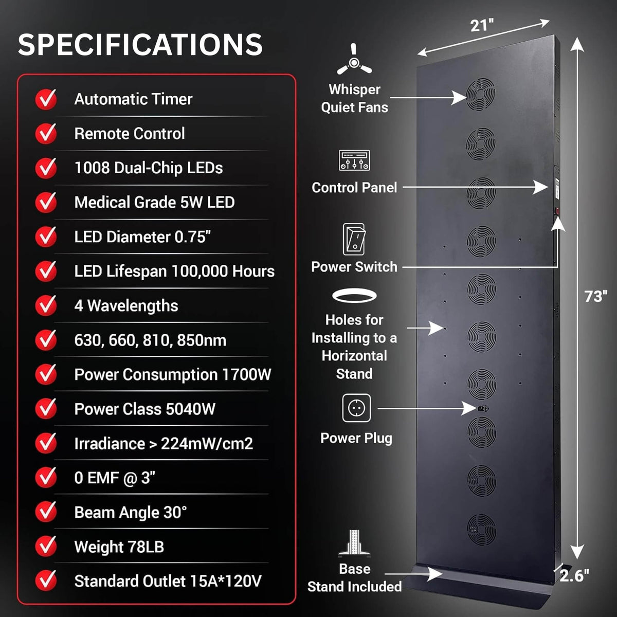 Full-Body Dual-Chip Clinical-Grade Red Light Therapy Panel