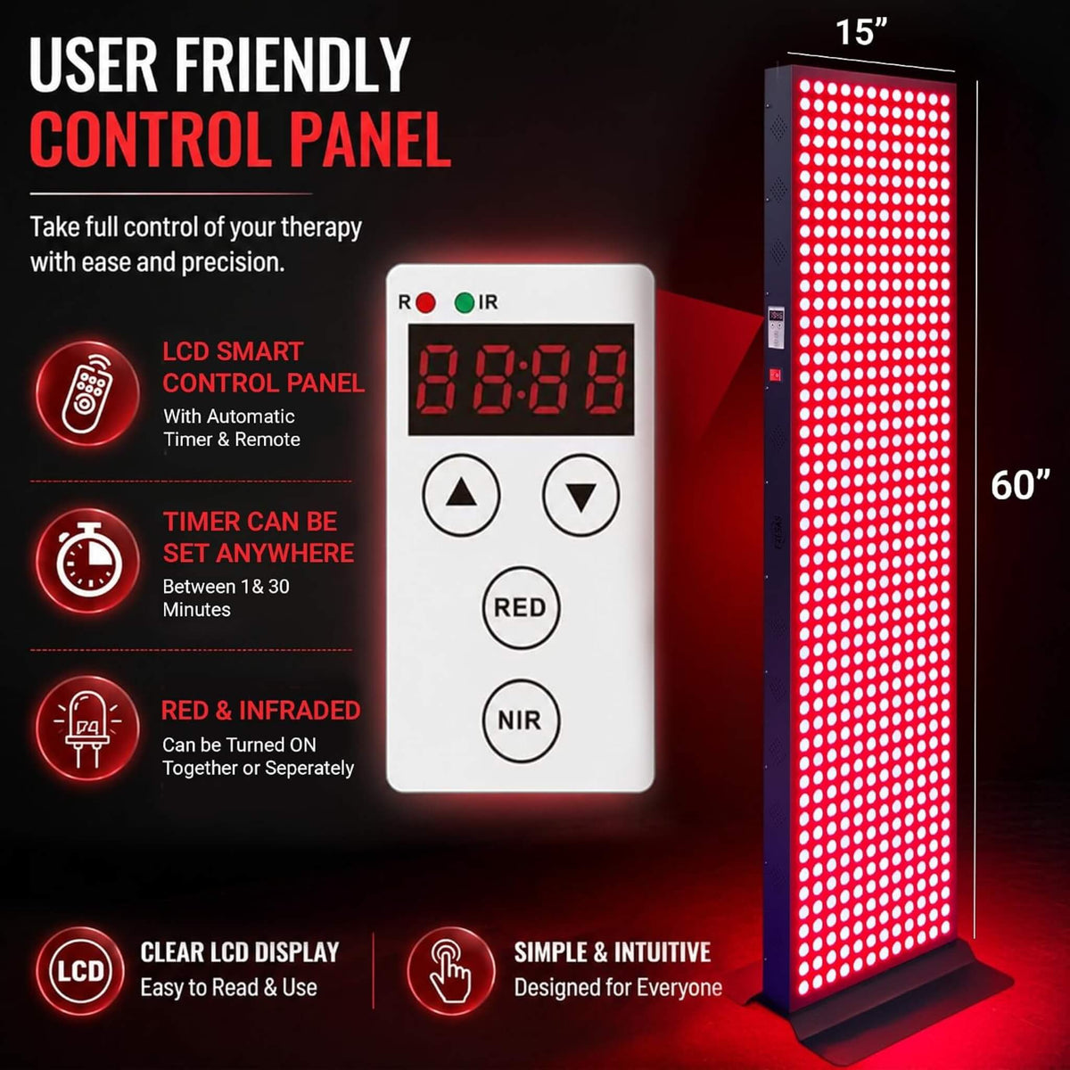 Full-Body Dual-Chip Clinical-Grade Red Light Therapy Panel