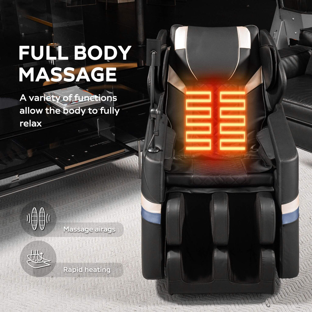 Bliss Full-Body Zero-Gravity Massage Chair Recliner With Six Massage Rollers