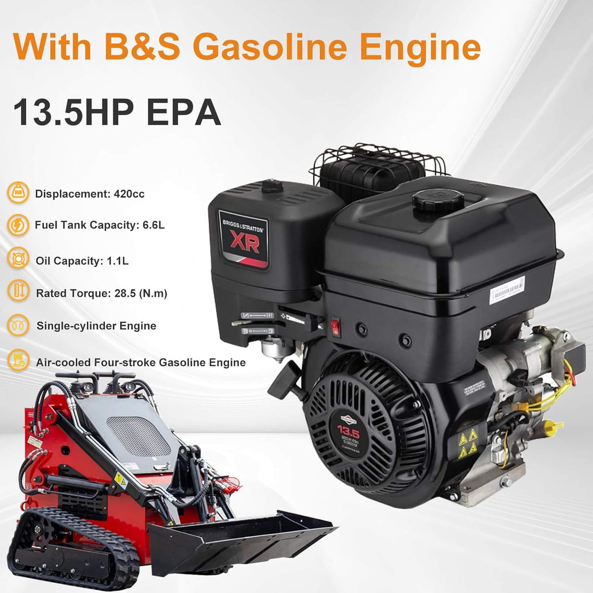 Heavy-Duty 13.5HP Mini Crawler Skid Steer Loader With Bucket